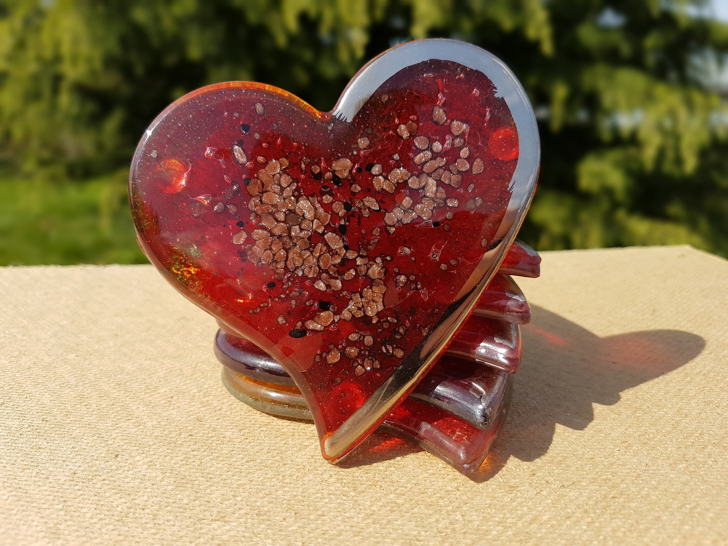 Red / Platinum Heart Coaster