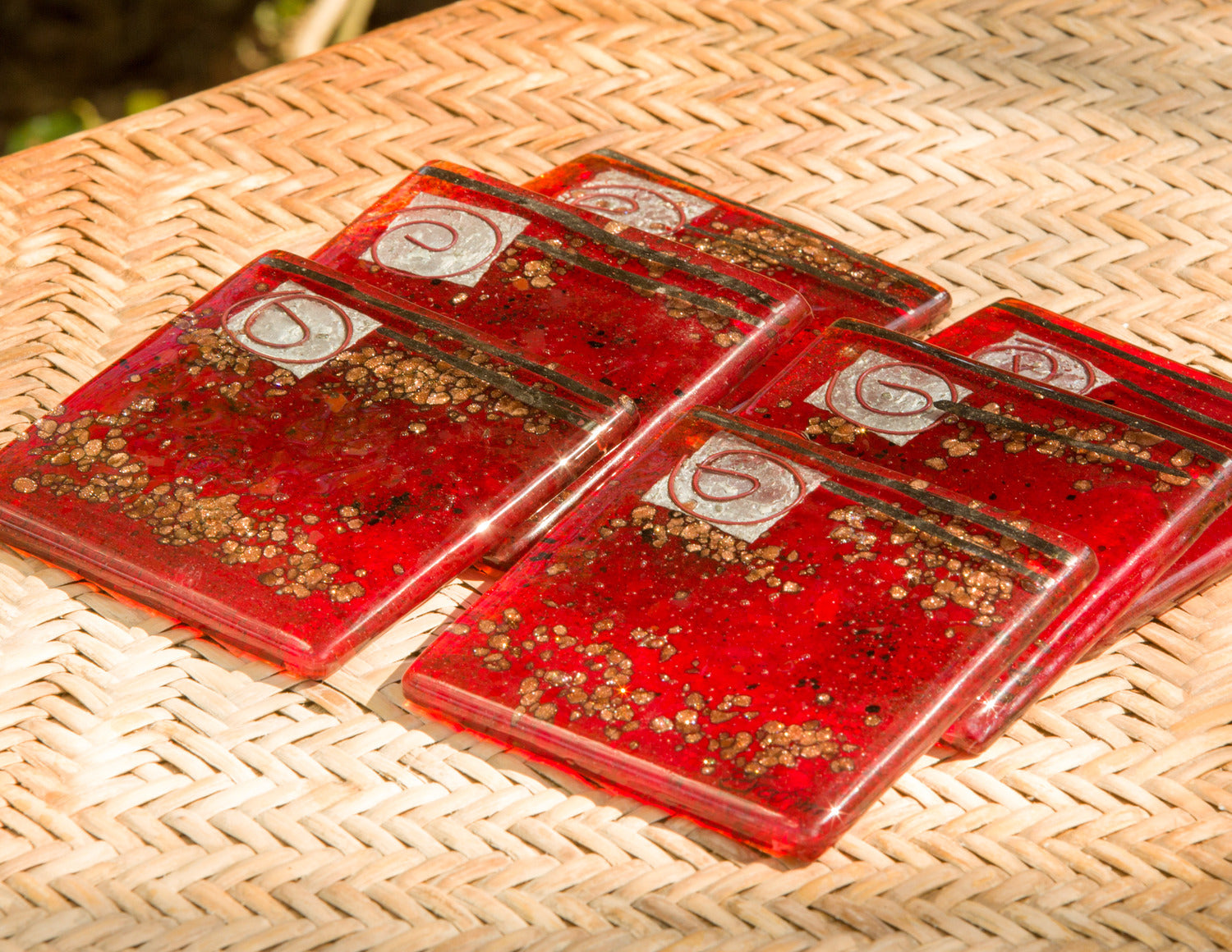 Red & Platinum Square Coasters