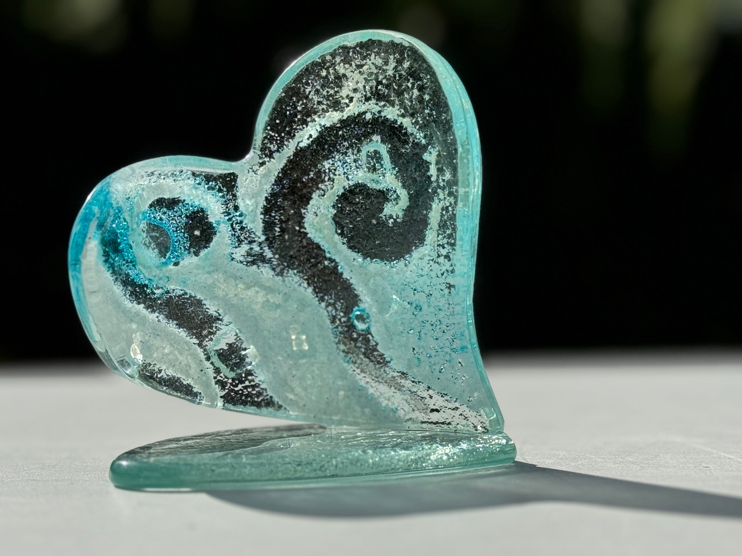 Crystal Aqua Heart Shaped Tealight Holder