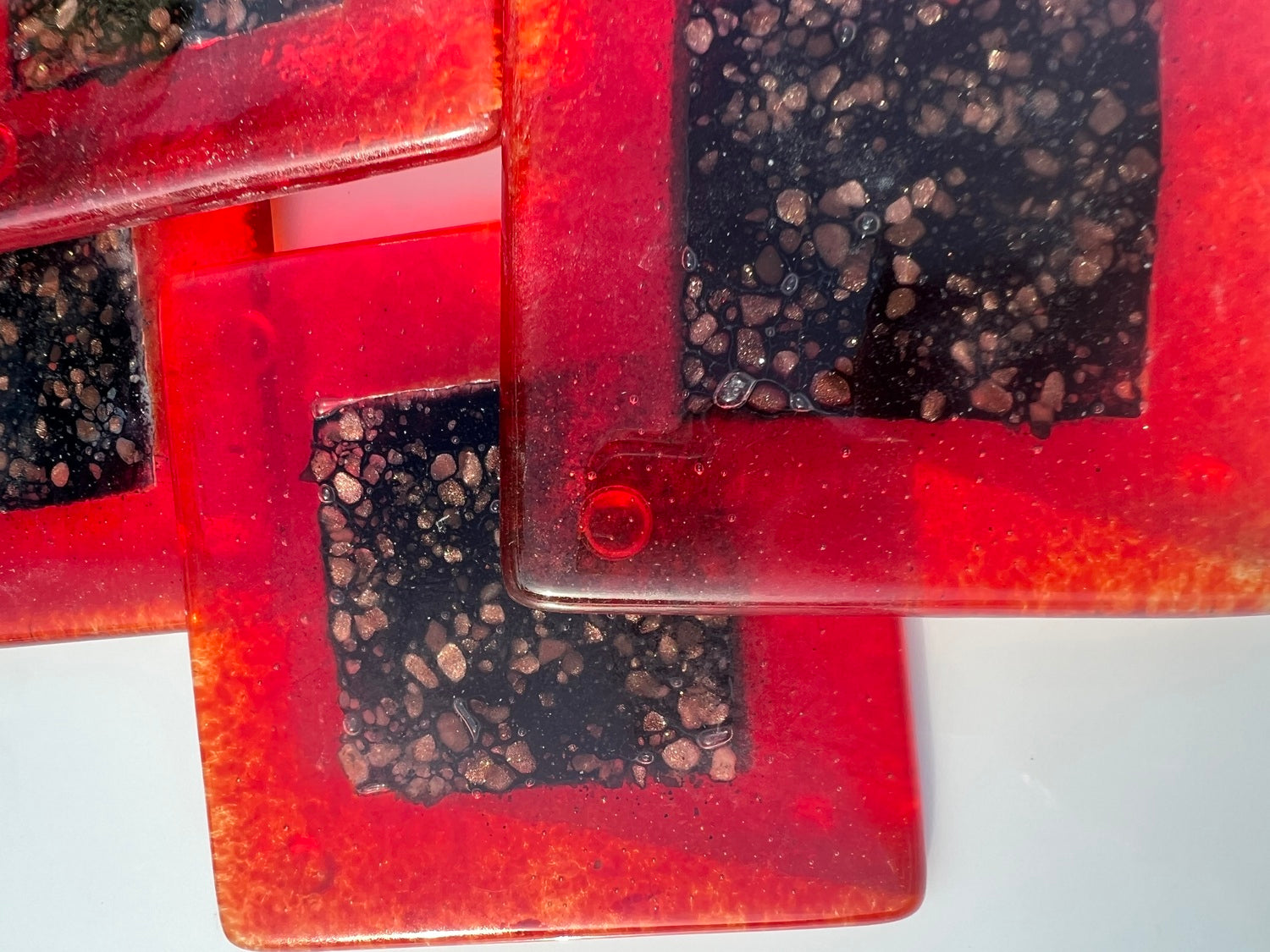 Fedra Red Glass Coasters (Square)