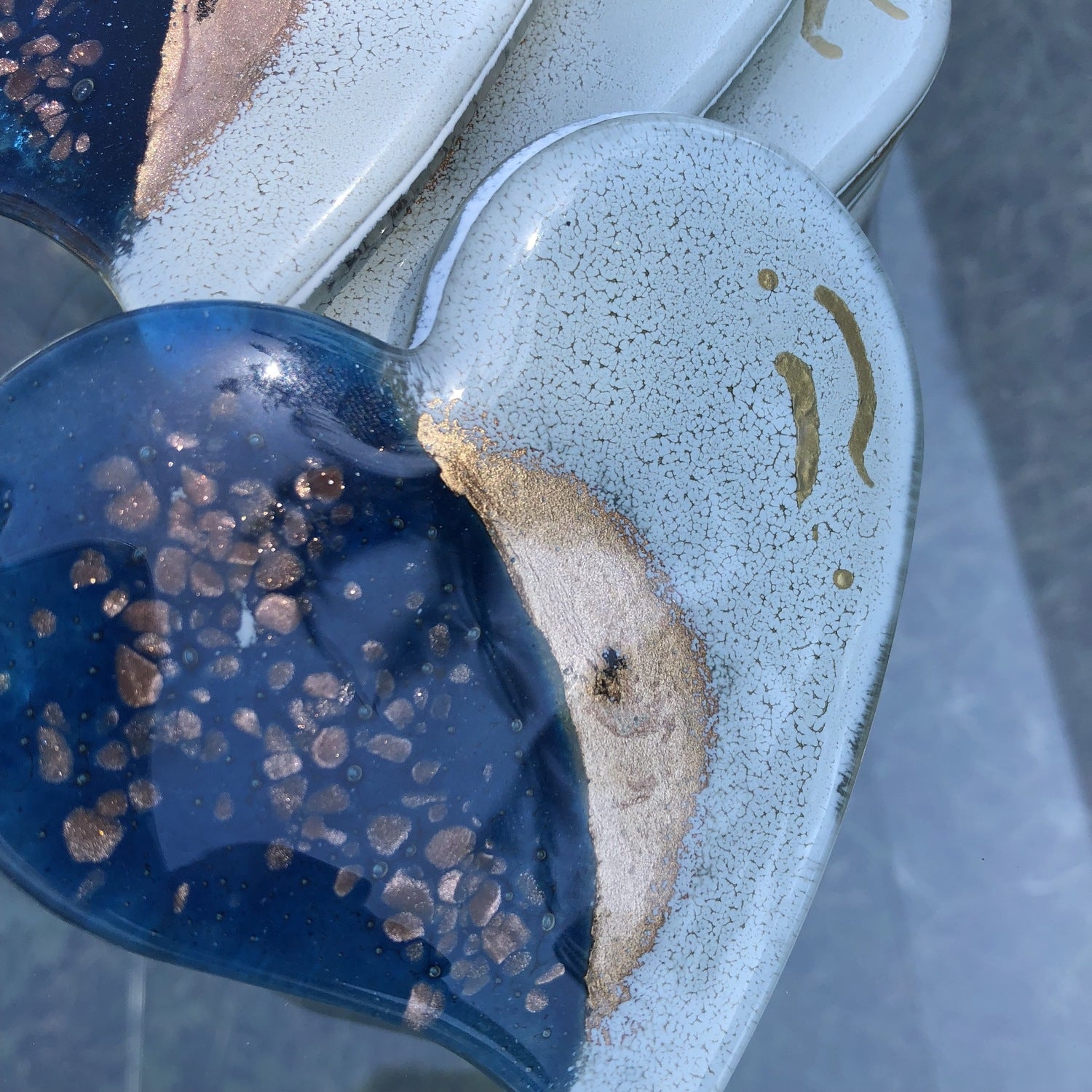 Thira Blue Glass Coasters (Heart)