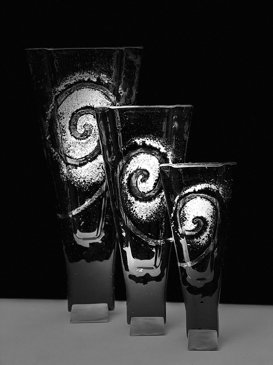 Nefeli Black with Gold (Art Deco Shaped) Triangle Vase.