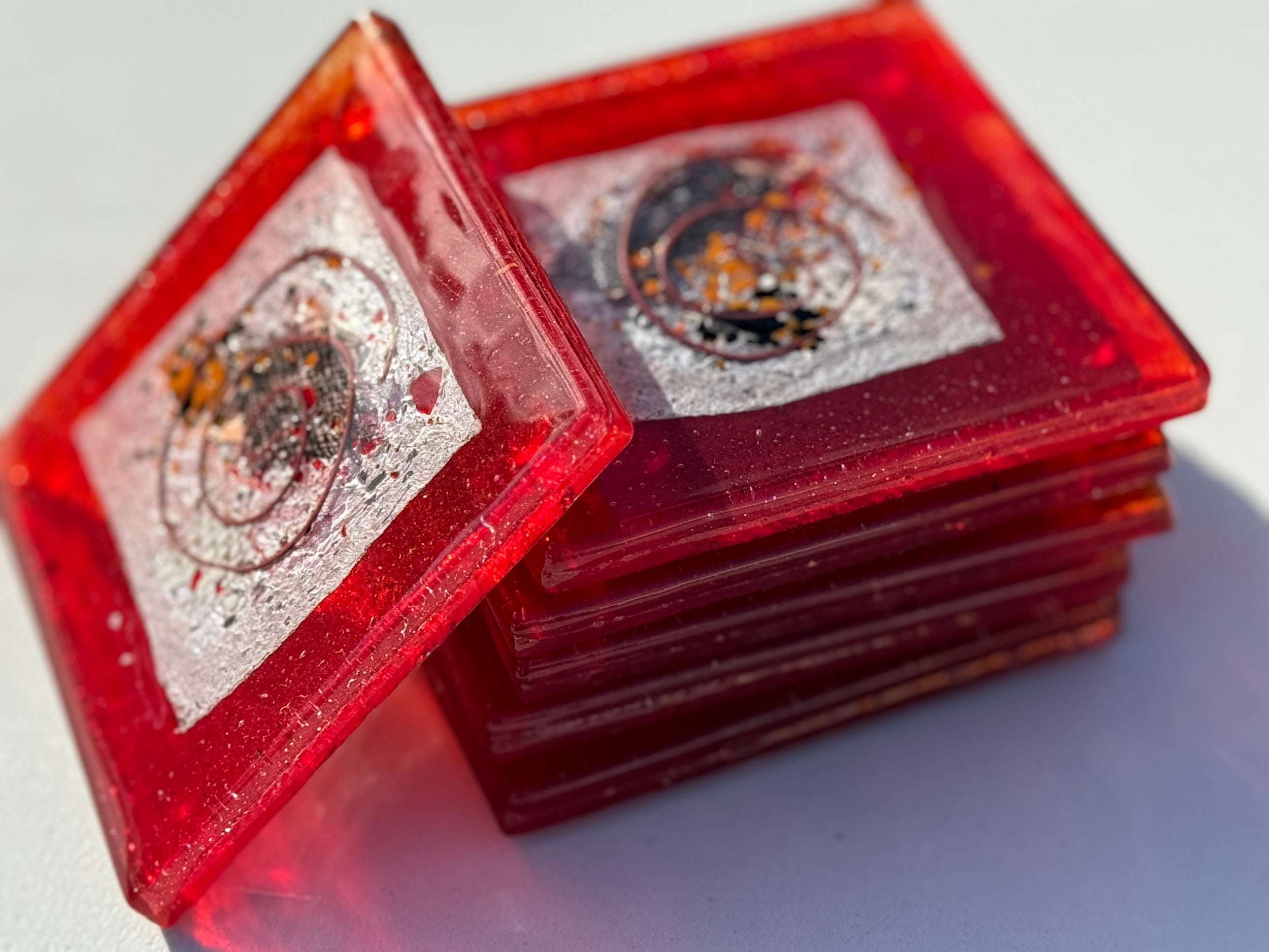 Opera Red Square Glass Coasters