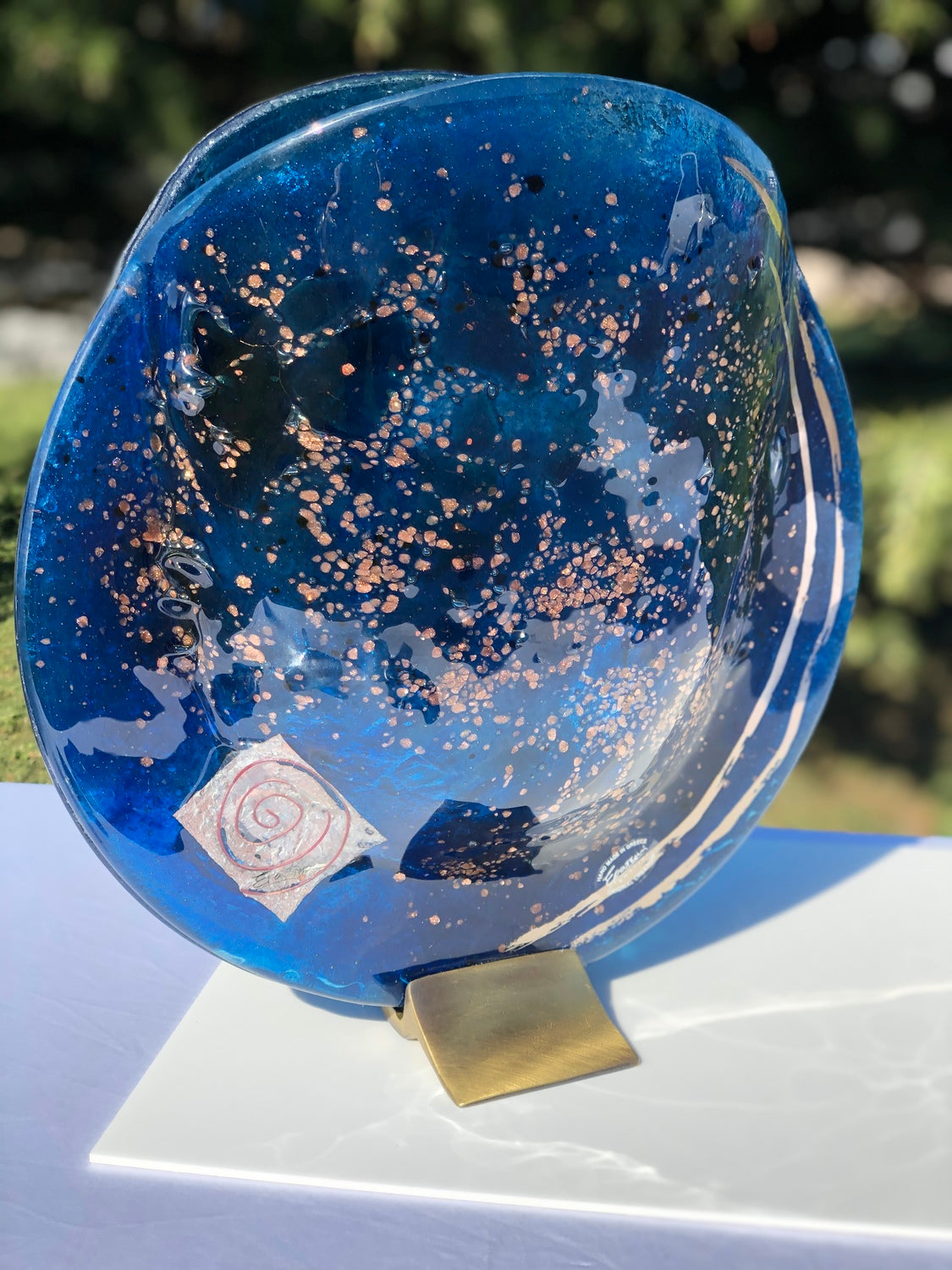 Blue & Platinum Round Vase
