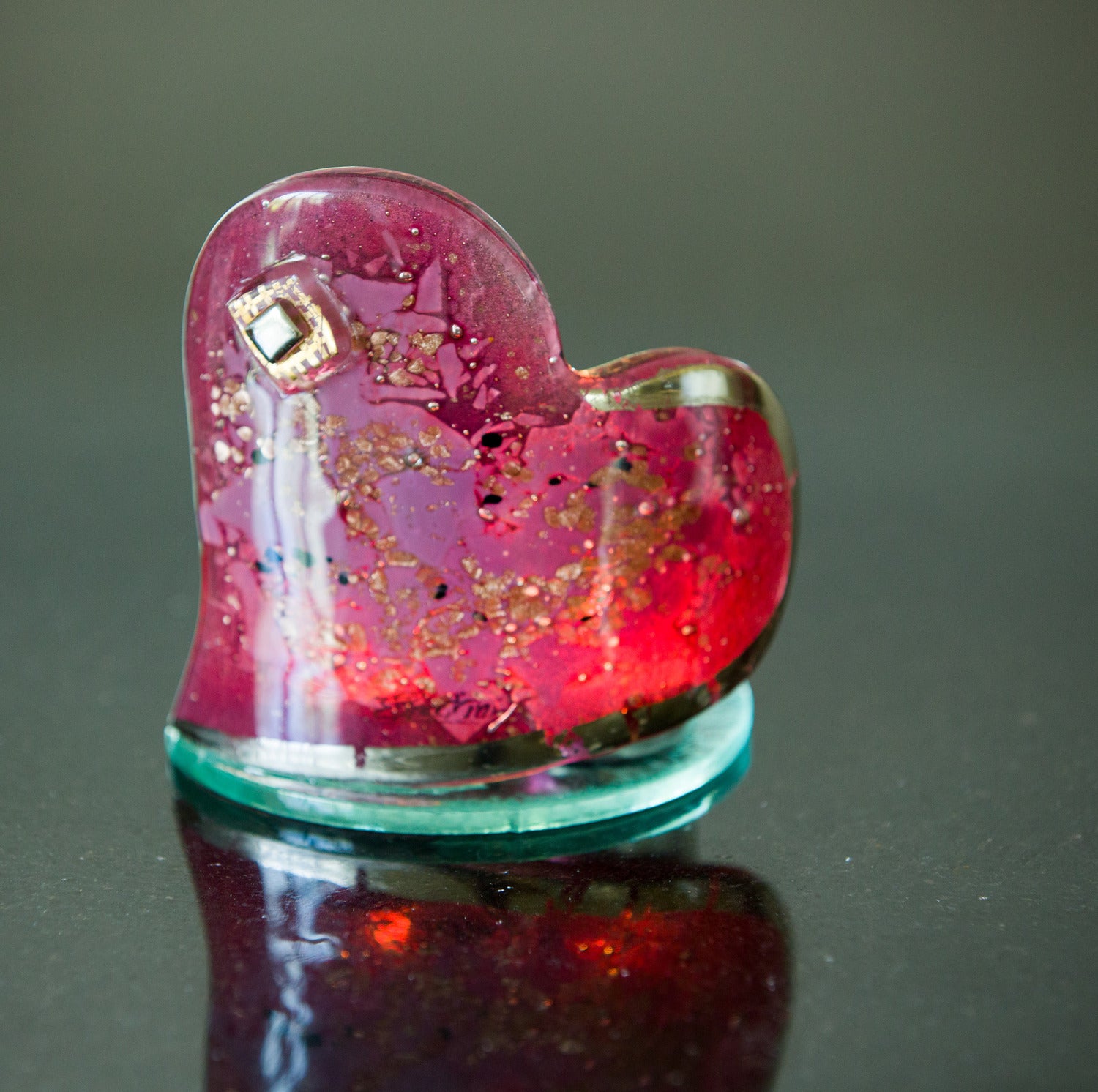 Rose & Platinum Heart Shaped Tealight Holder