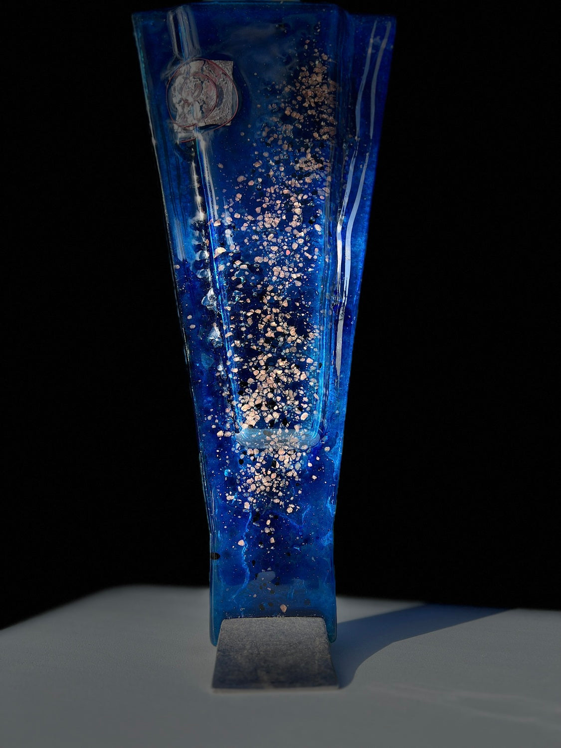 Blue & Platinum (Art Deco Shaped) Triangle Vase