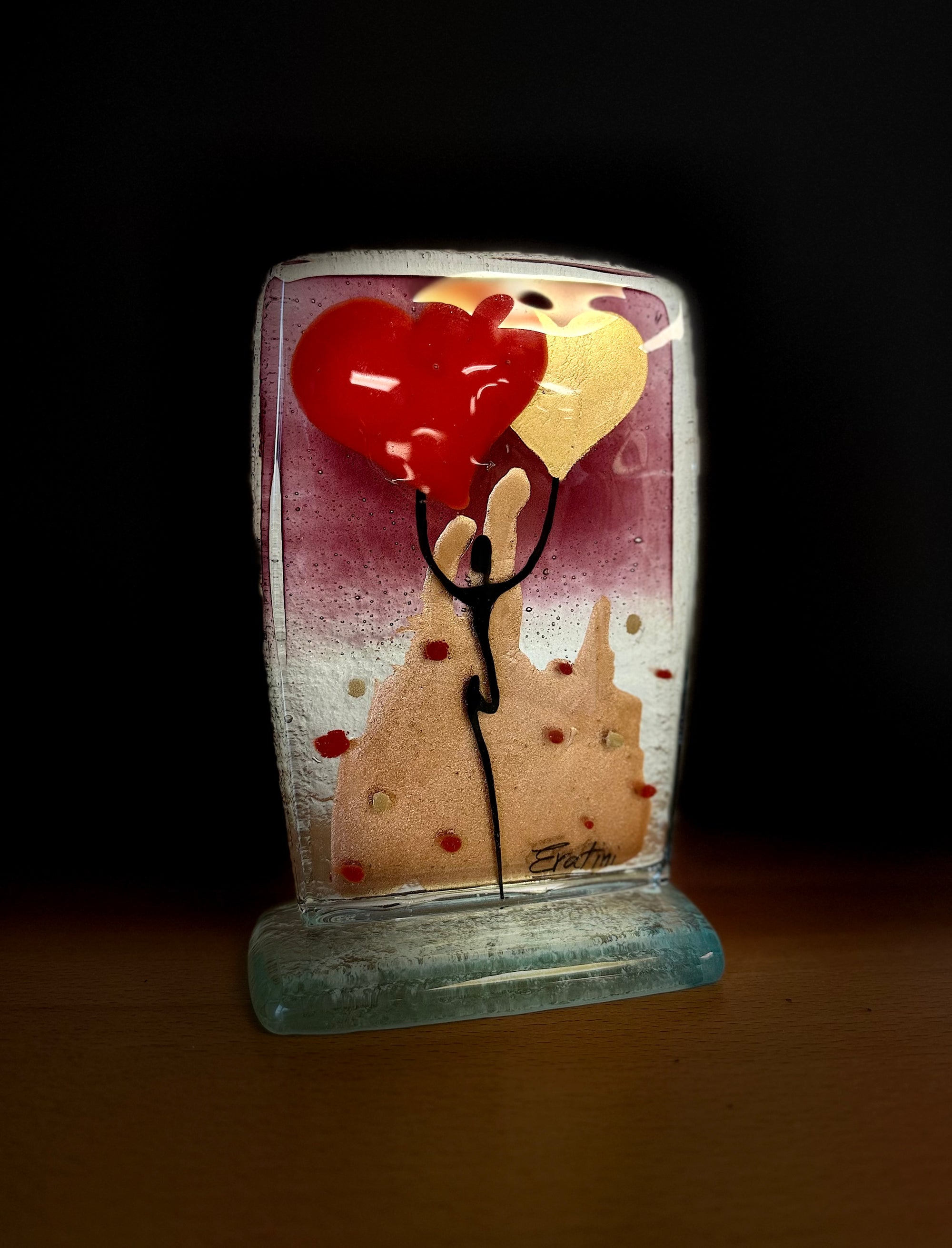 Purple Balloon Hearts Ornament - 10cm x 16cm