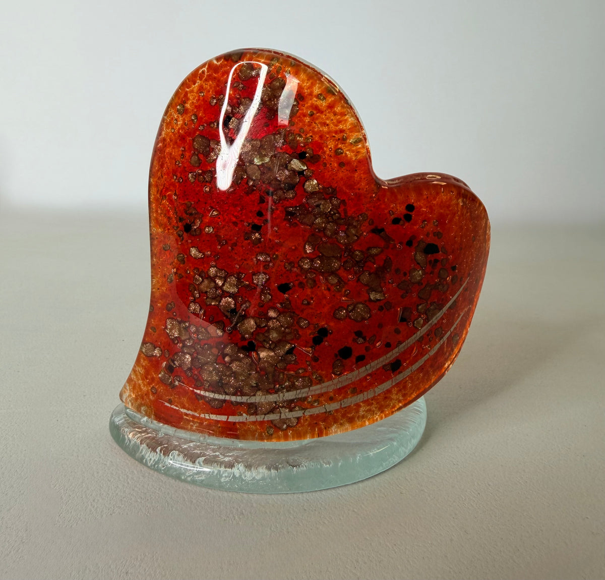 Red & Platinum Heart Shaped Tealight Holder