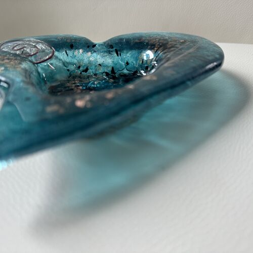 Aqua & Platinum Heart Tealight Dish