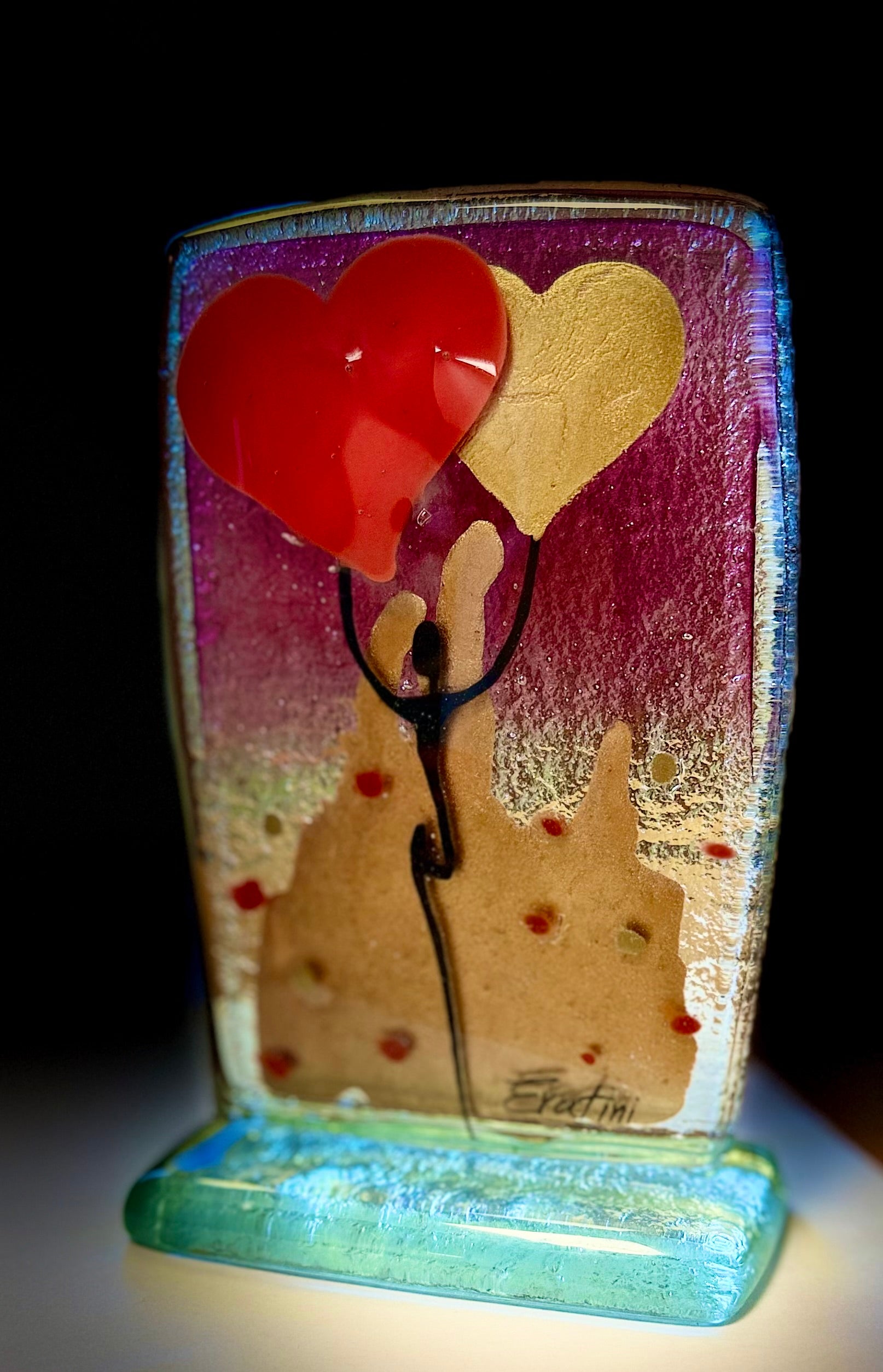 Purple Balloon Hearts Ornament - 10cm x 16cm