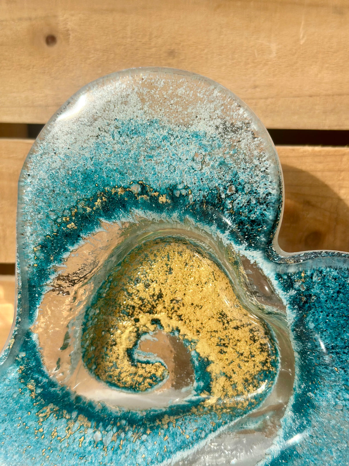 Blue & Gold Heart Tealight Dish