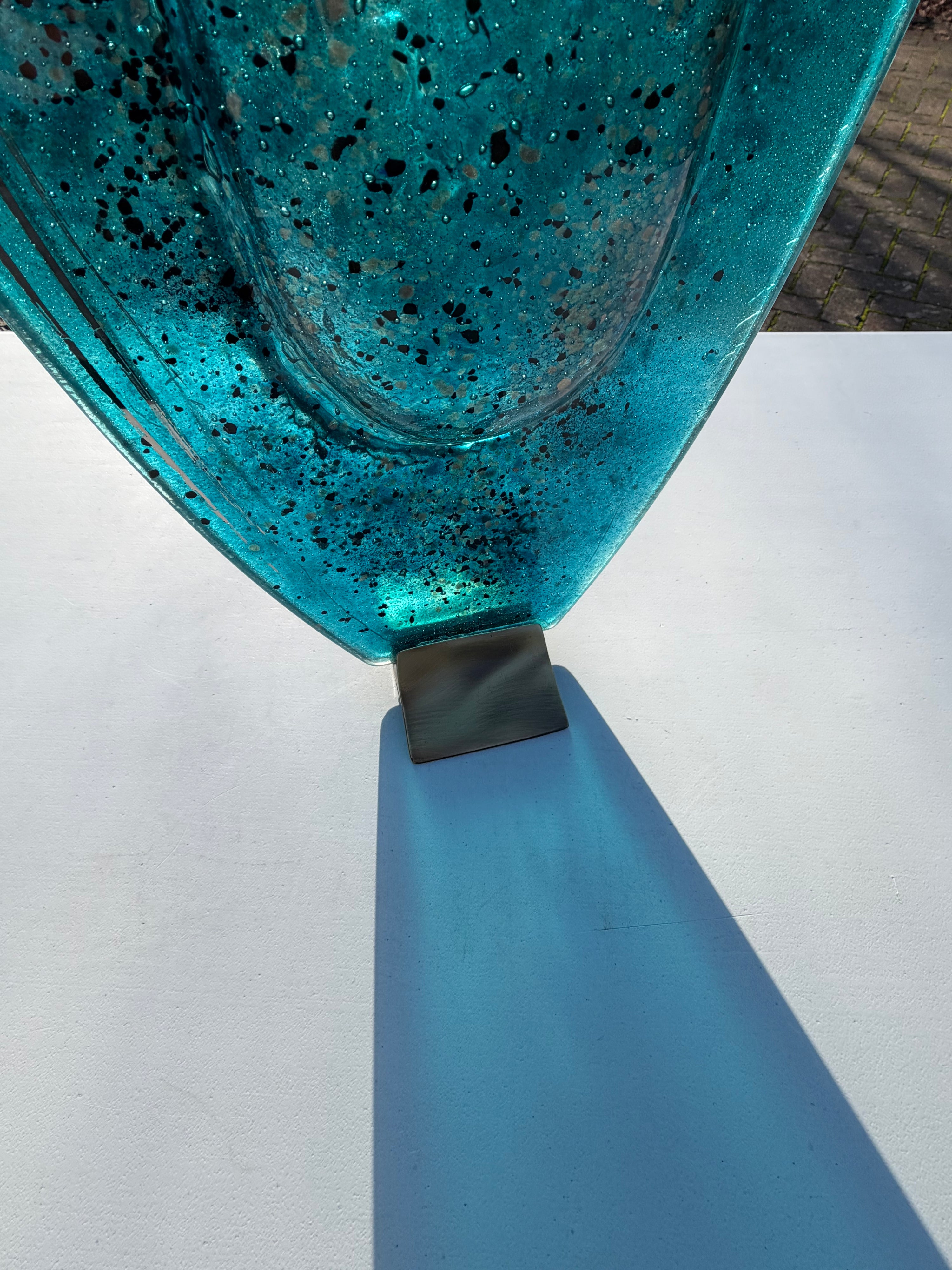 Aqua & Platinum Oval Vase