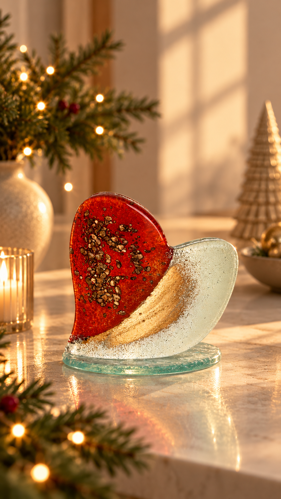 Thira Red Heart Shaped Tealight Holder