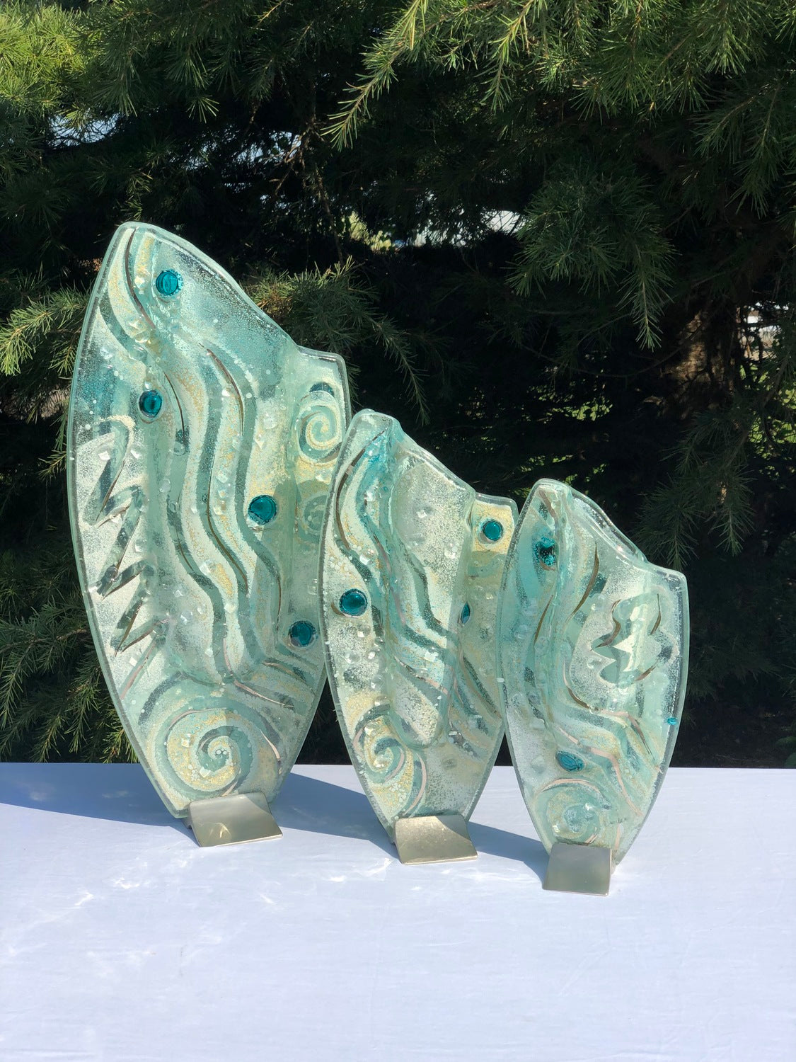 Crystal Aqua Oval Vase