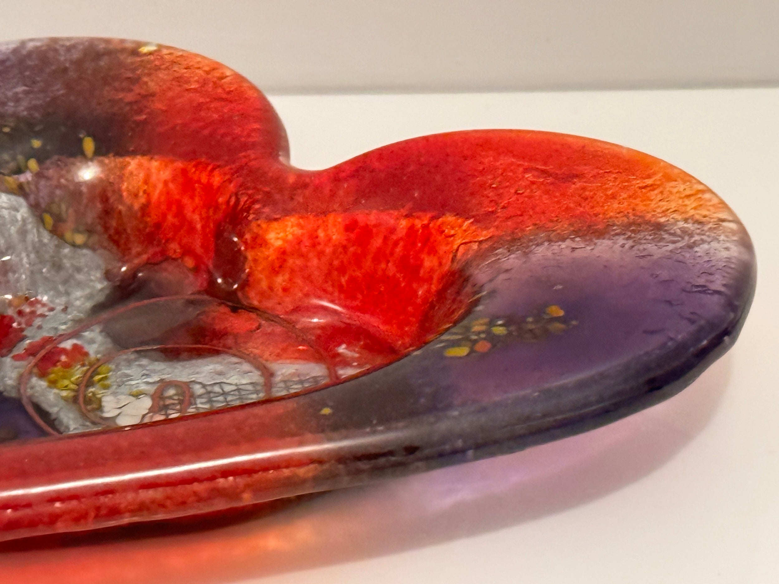 Opera Purple & Red Heart Tealight Dish