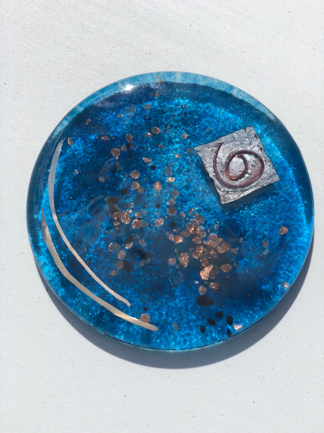 Blue & Platinum Glass Coasters (Round)