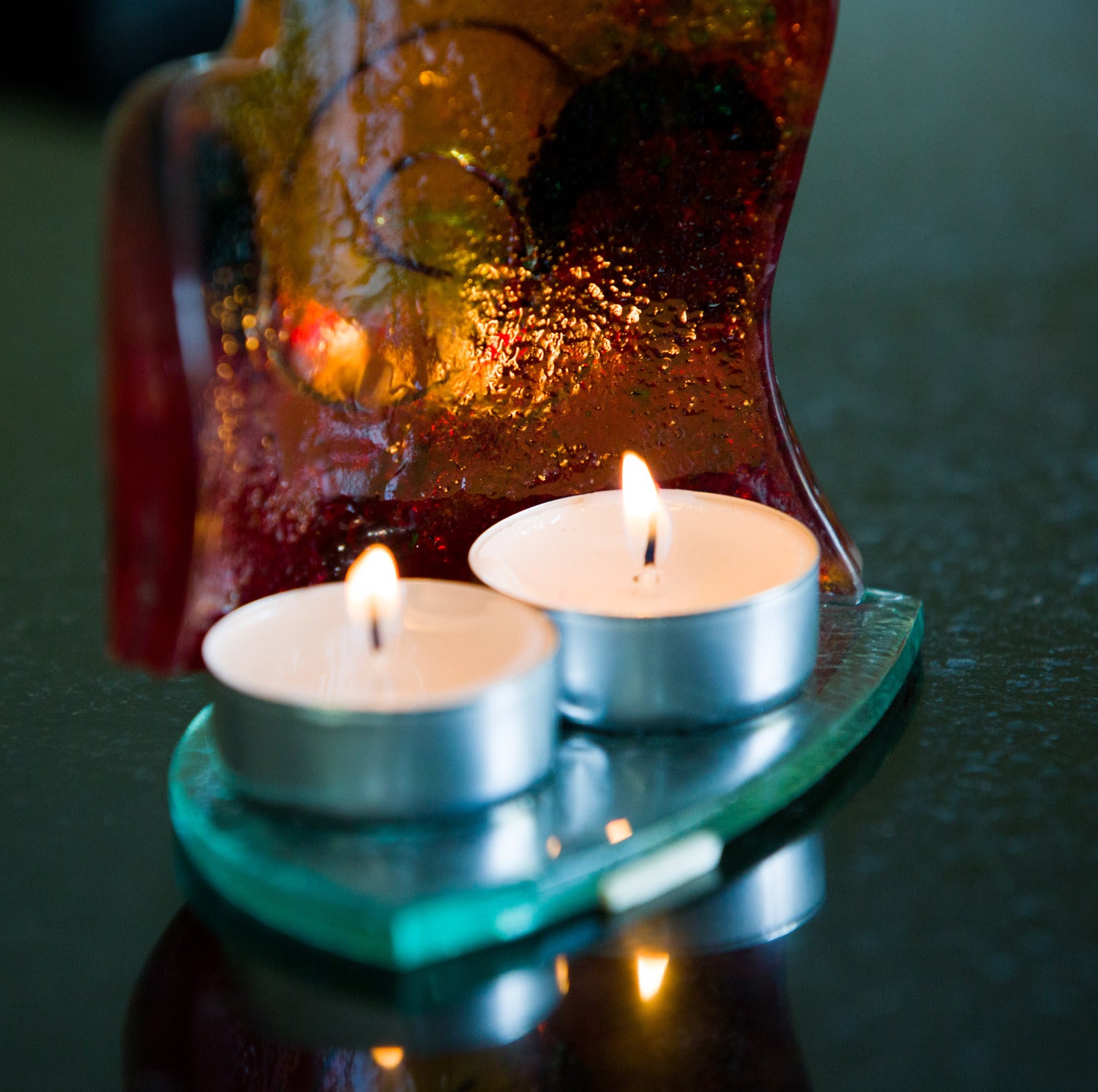 Tricolore Heart Shaped Tealight Holder