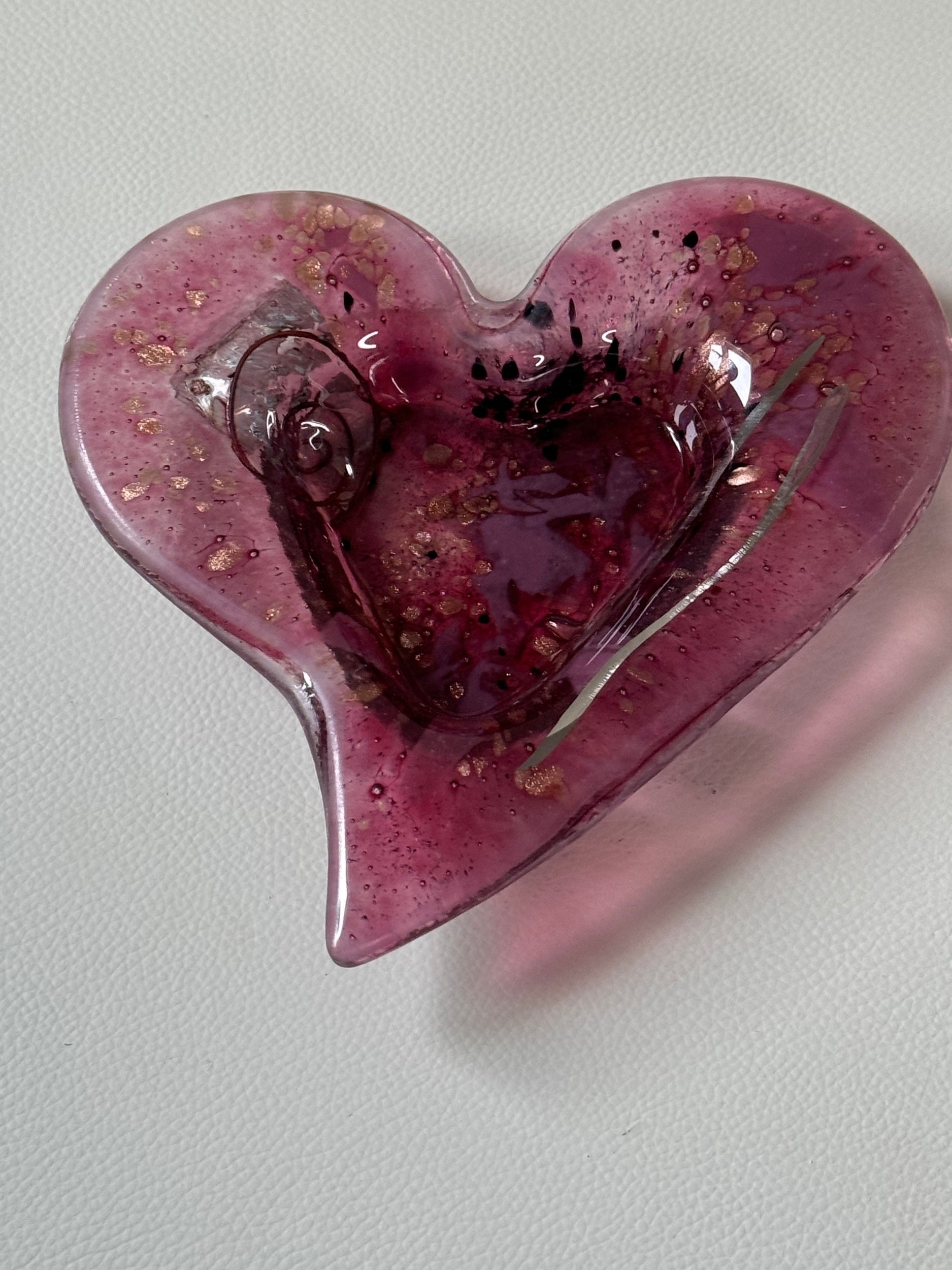 Rose & Platinum Heart Tealight Dish