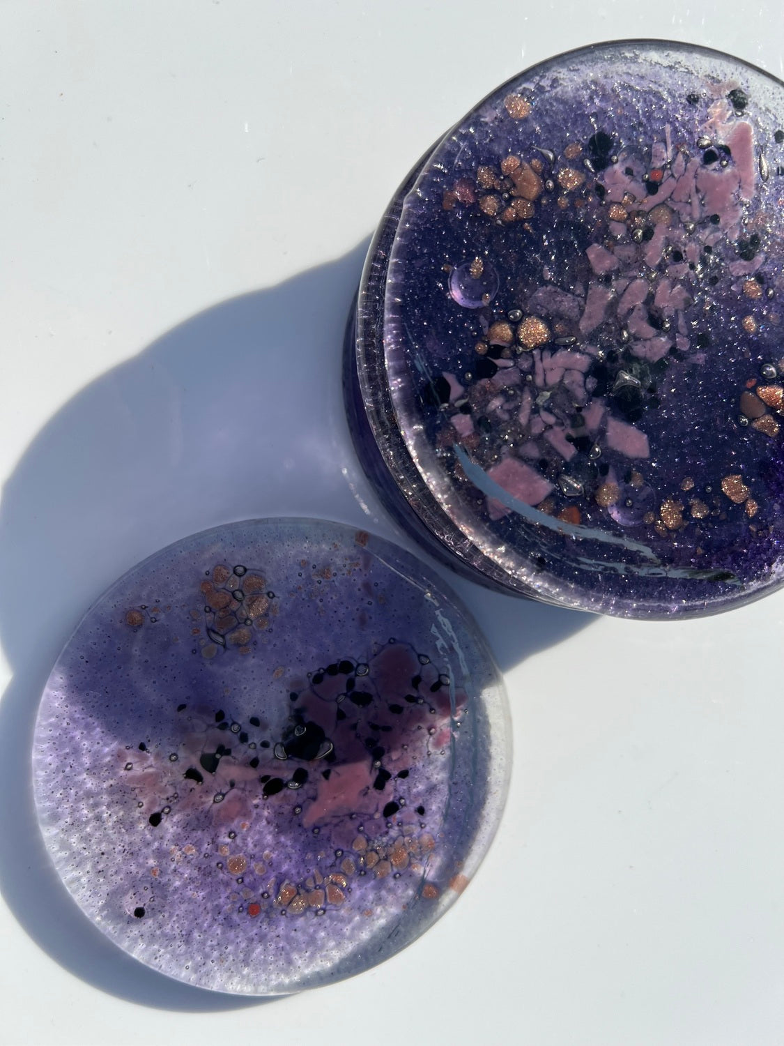 Mauve & Platinum Coasters (Round)