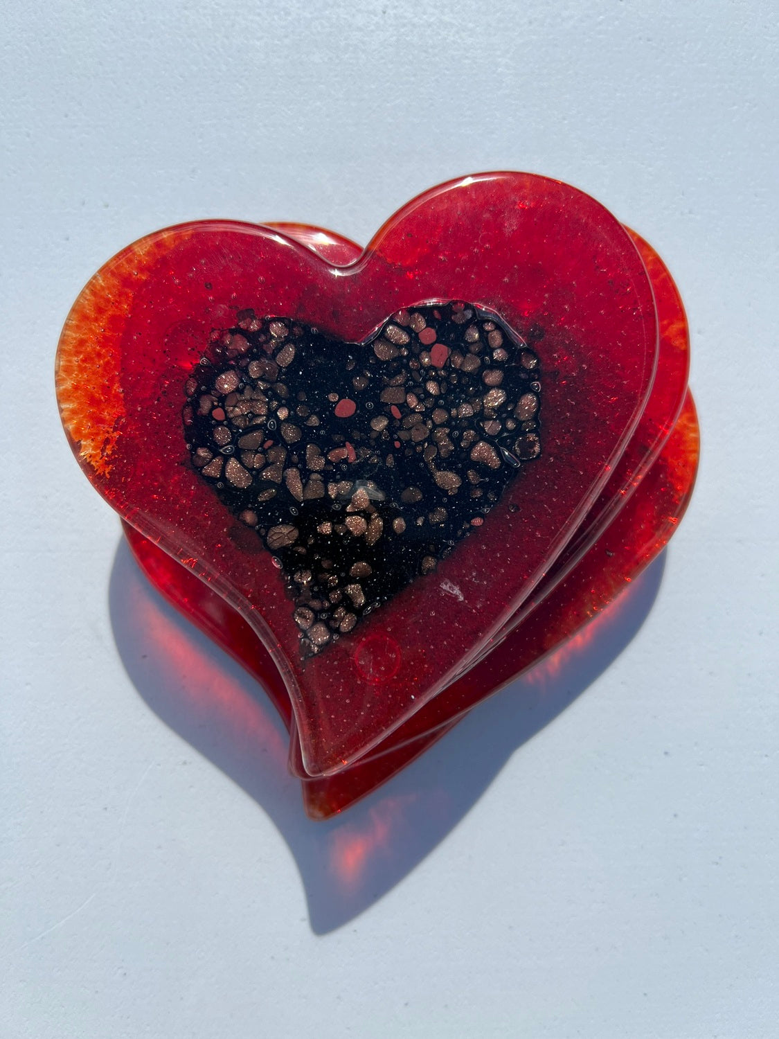 Fedra Red Glass Coasters (Heart)