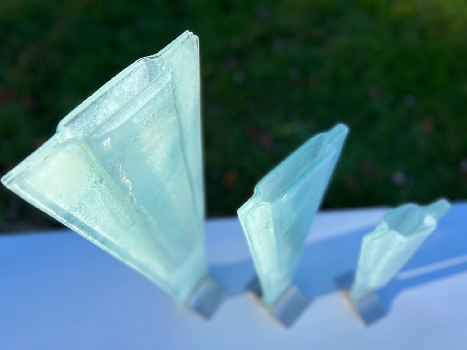 Frosted (Art Deco Shaped) Triangle Vase.