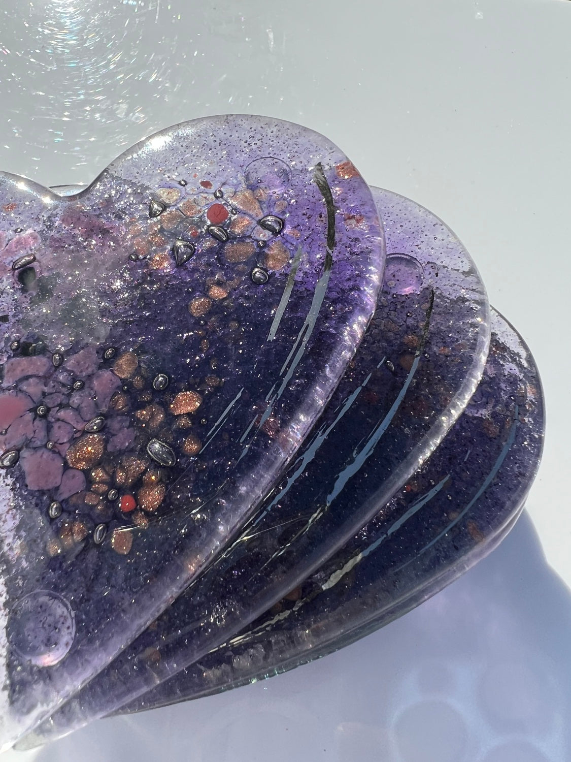Mauve & Platinum Heart Coaster