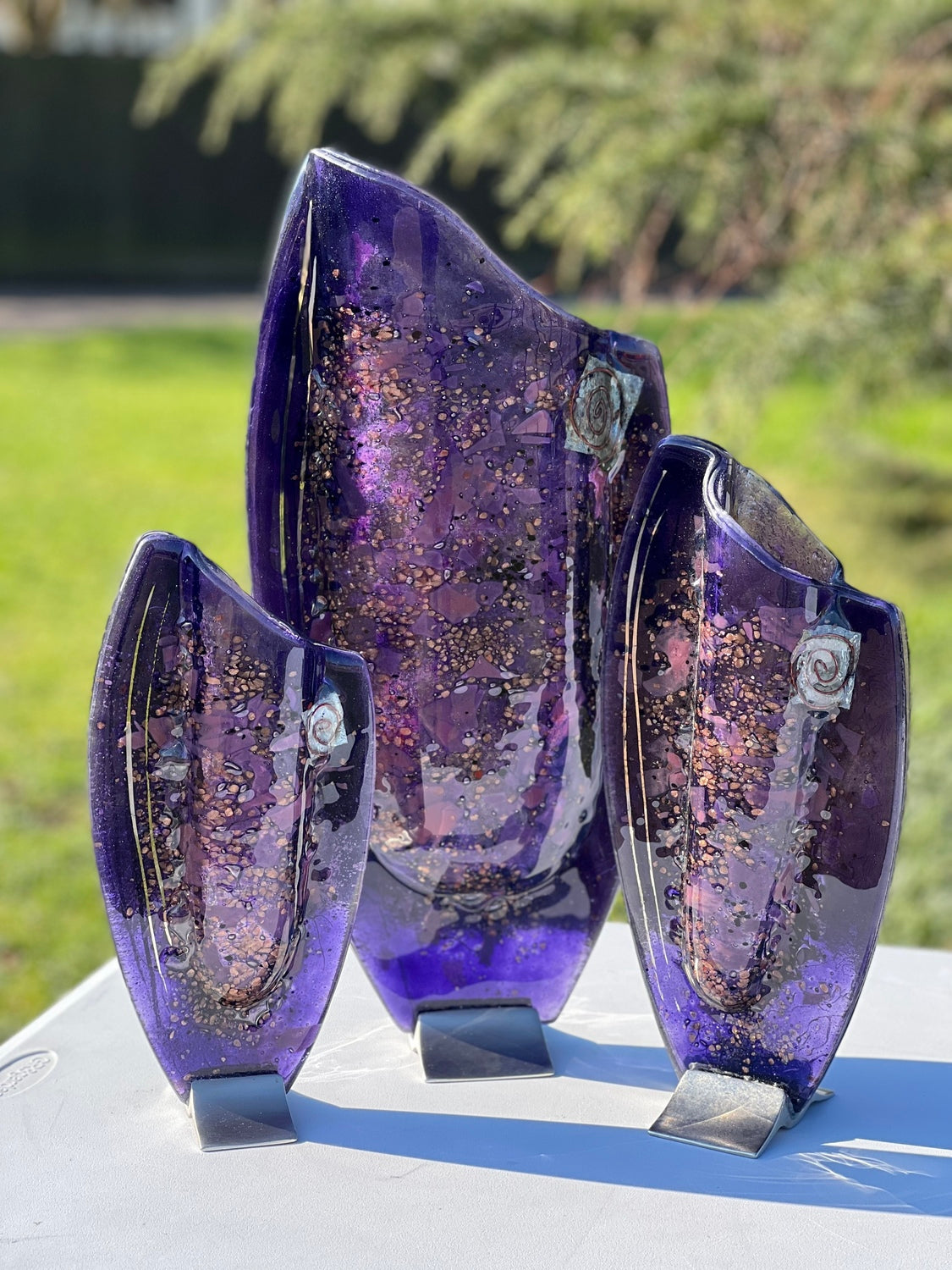 Mauve & Platinum Oval Vase