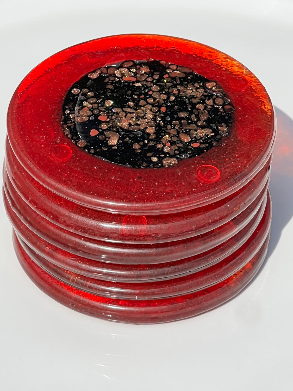 Fedra Red Glass Coasters (Round)