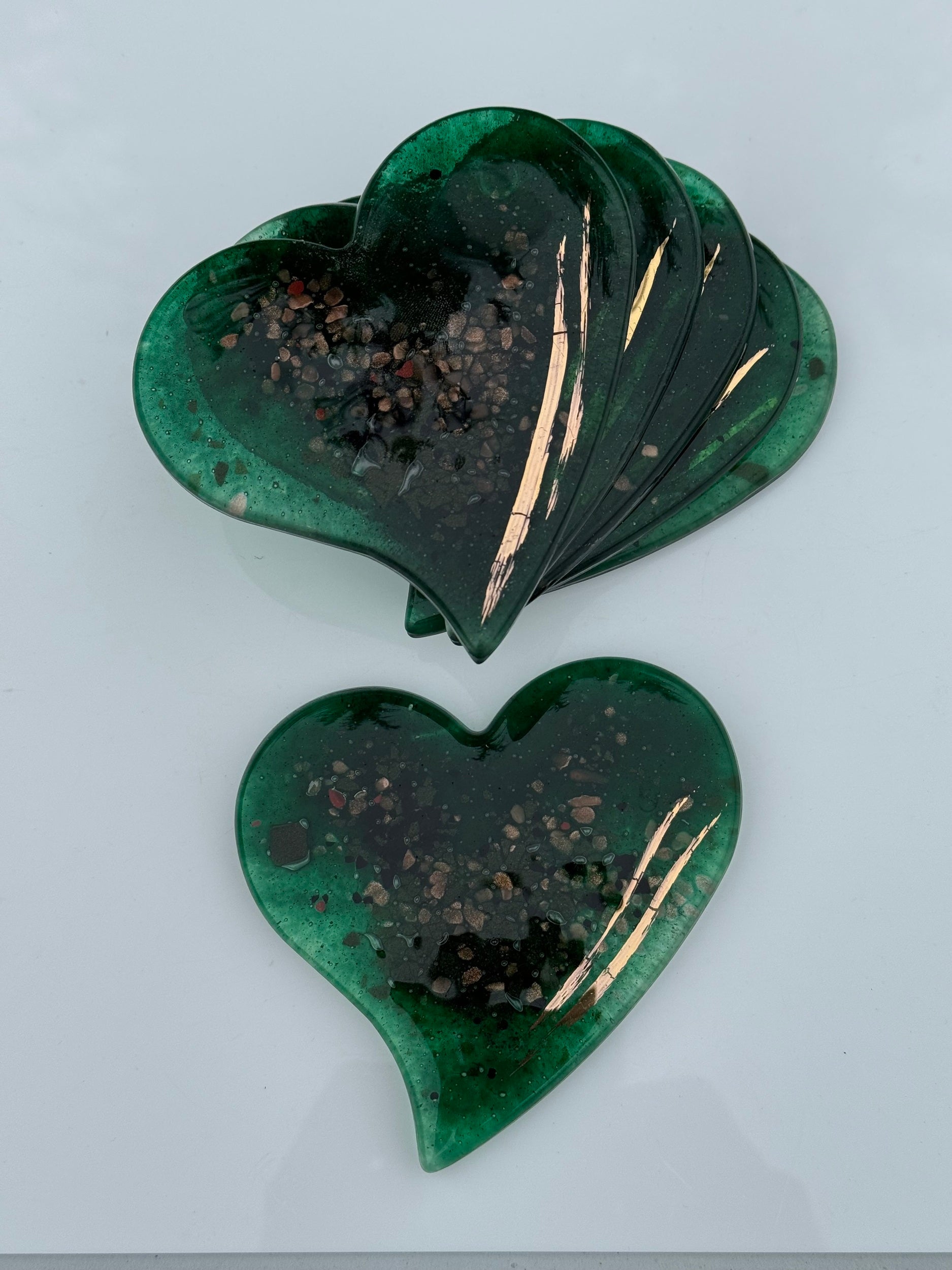Dark Green & Gold Coaster (Heart)