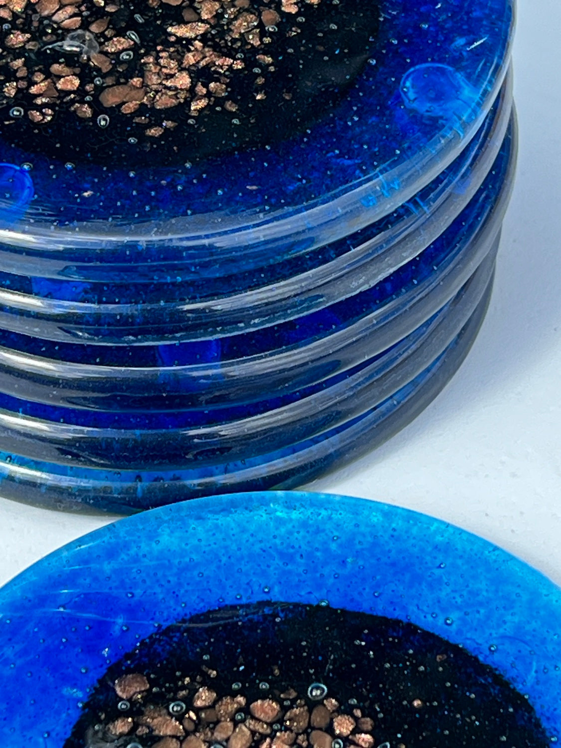 Fedra Blue Glass Coasters (Round)