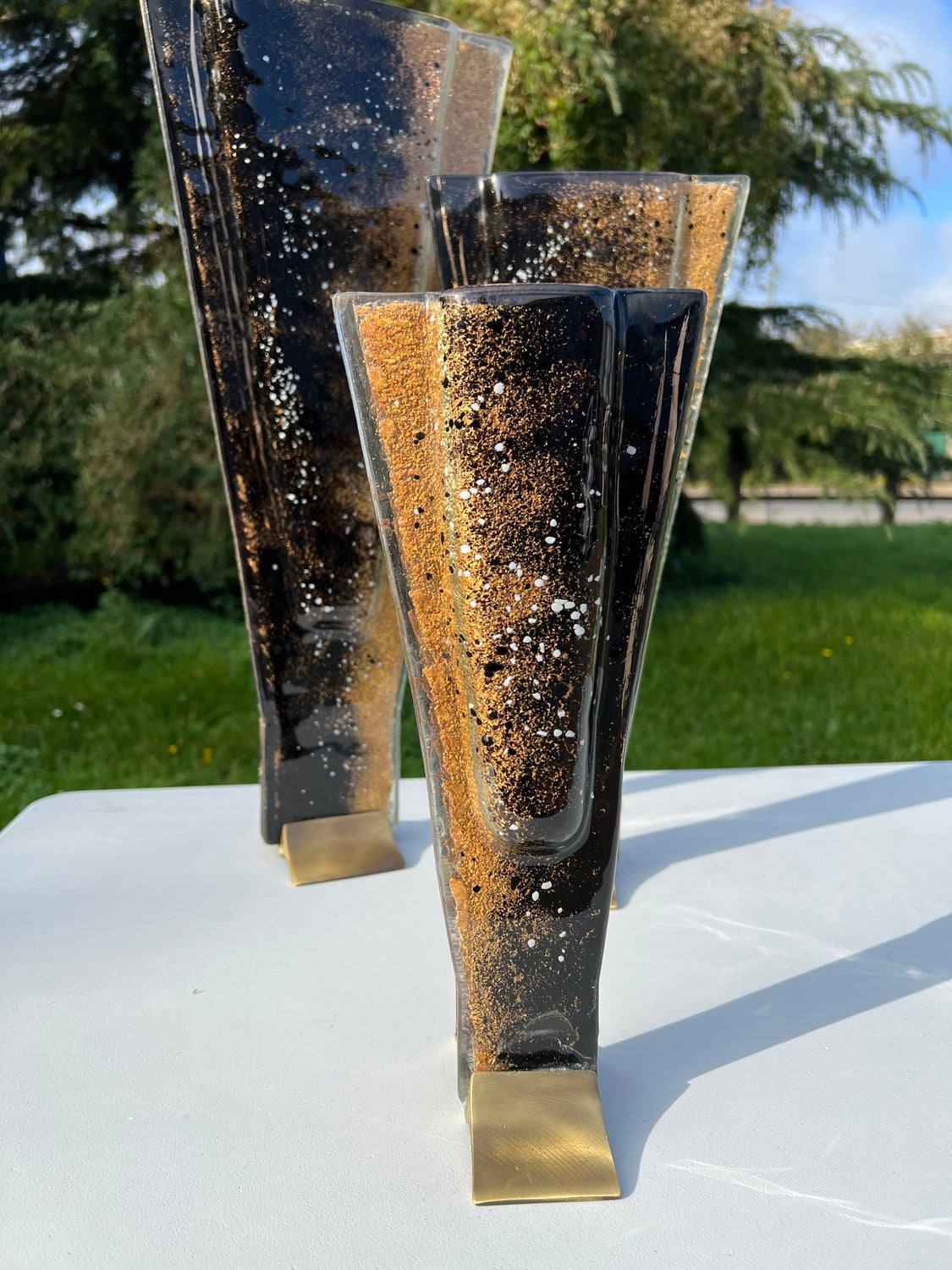 Black & Gold (Art Deco Shaped) Triangle Vase