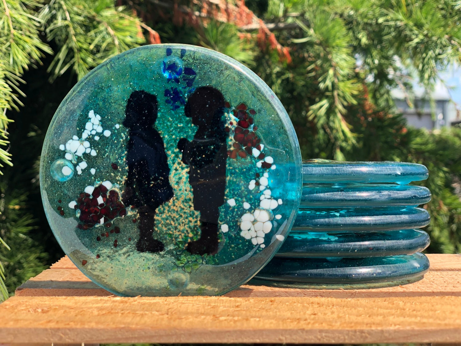 Little People - Aqua Coasters (Round)