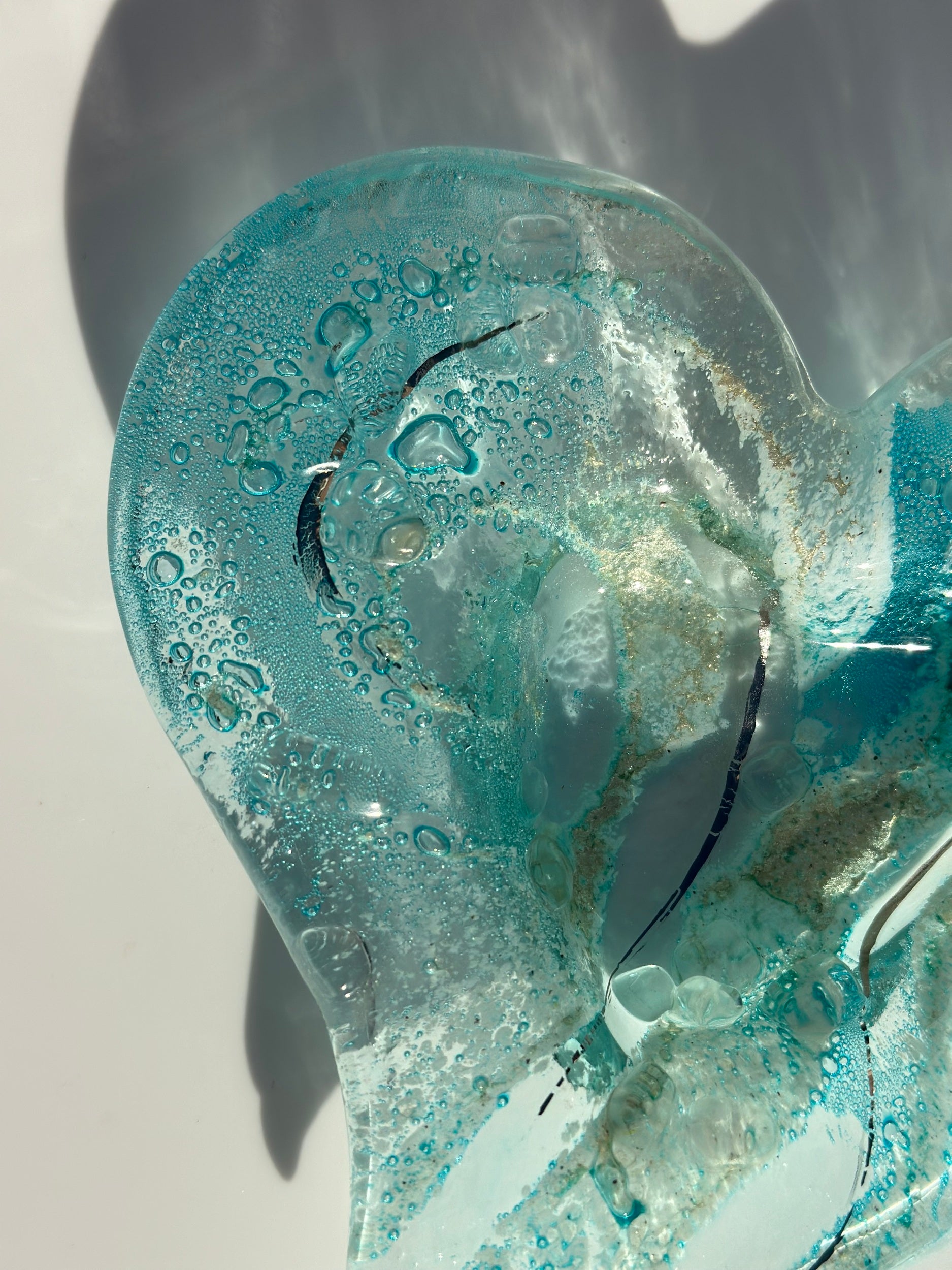 Crystal Aqua Heart Tealight Dish