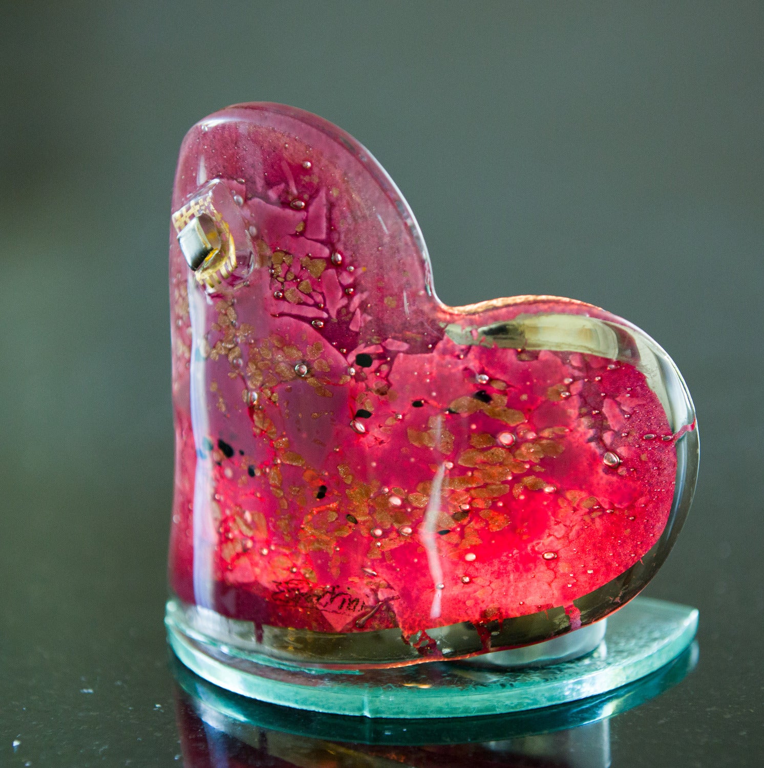 Rose & Platinum Heart Shaped Tealight Holder