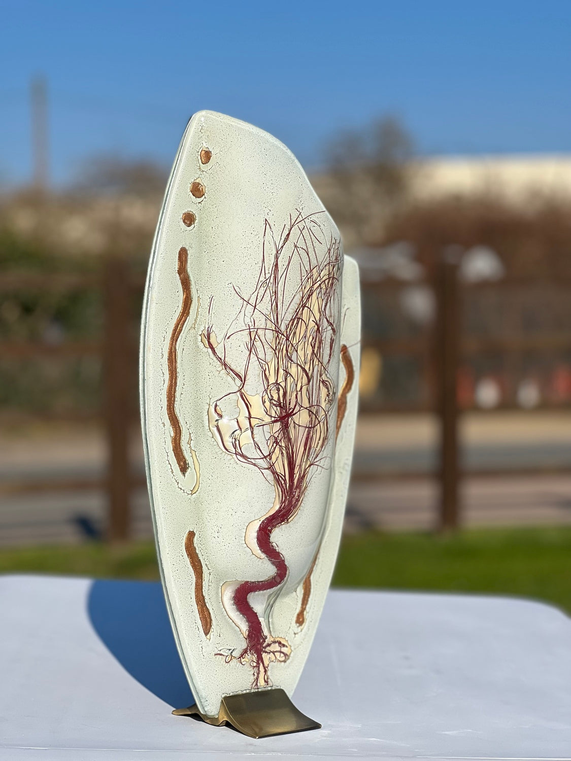 Iced White - (Autumn Tree) Oval Vase