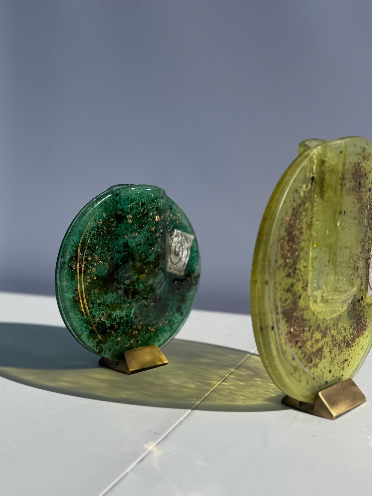 Dark Green & Gold Round Mini Vase
