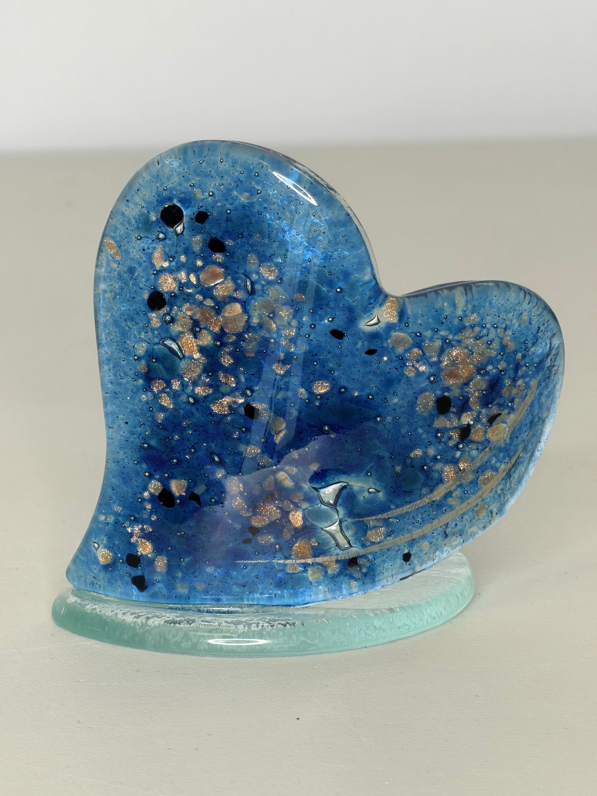 Blue & Platinum Heart Shaped Tealight Holder