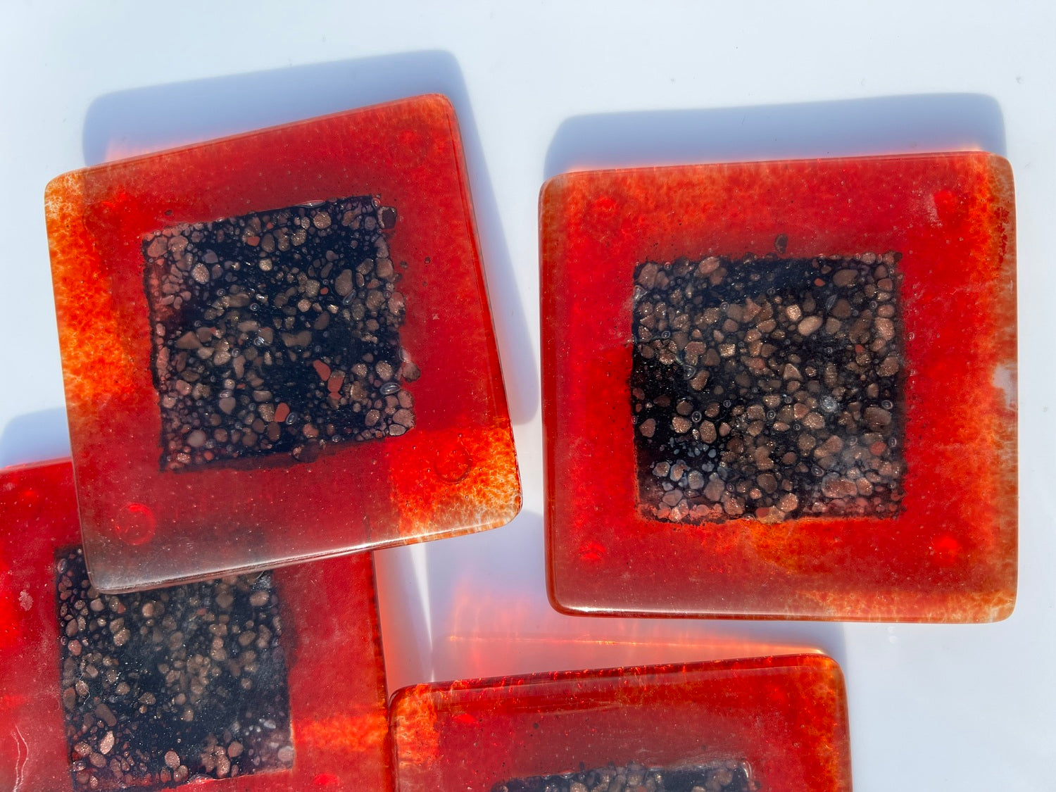 Fedra Red Glass Coasters (Square)