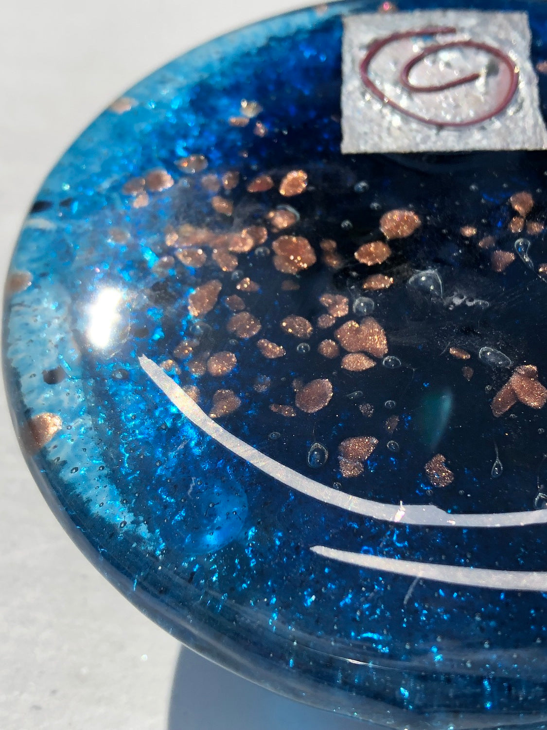 Blue & Platinum Glass Coasters (Round)