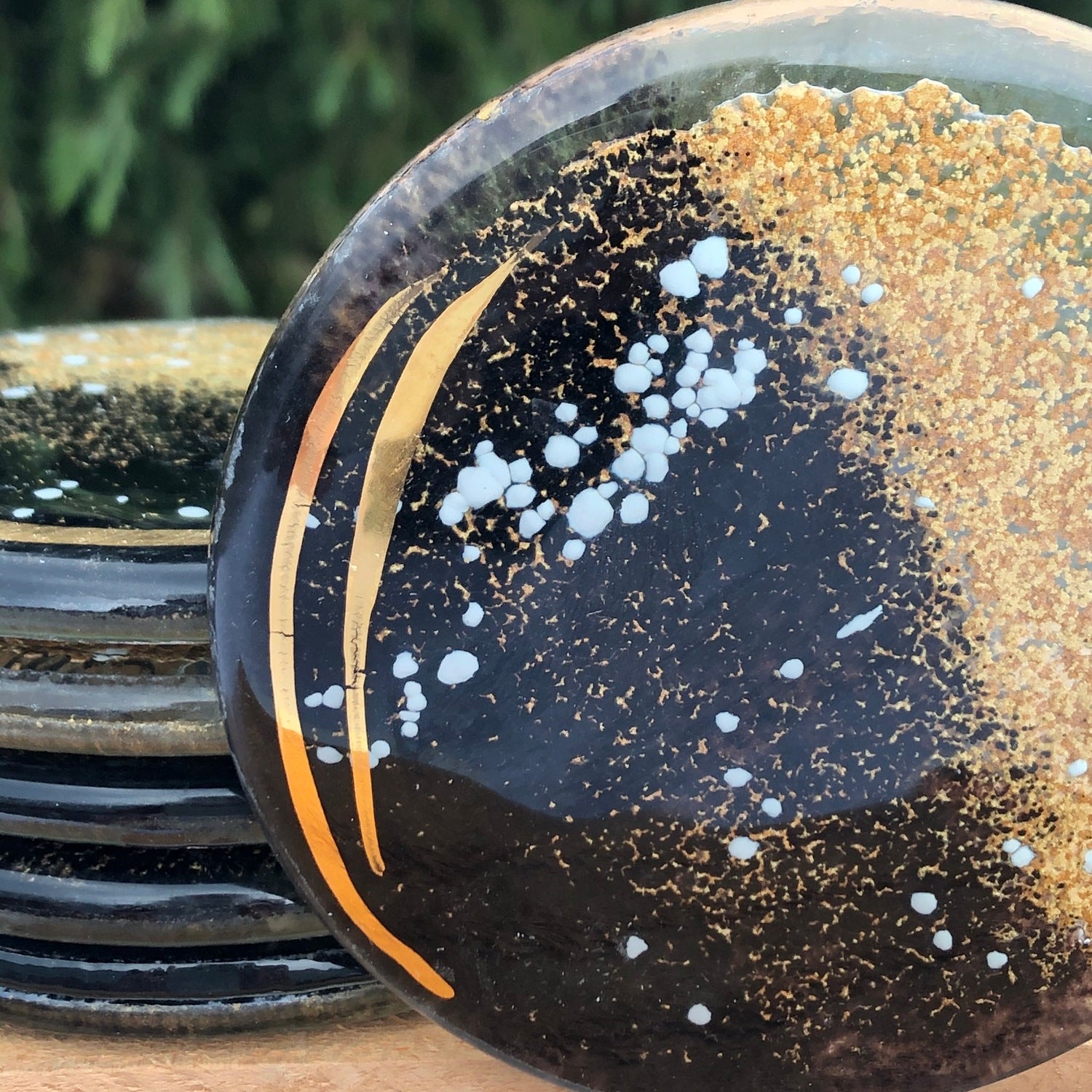 Black and Gold Coaster (Round)