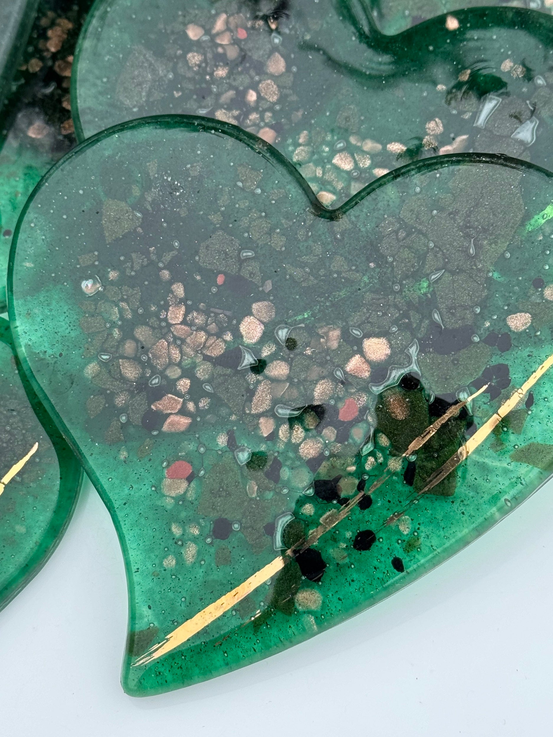 Dark Green & Gold Coaster (Heart)
