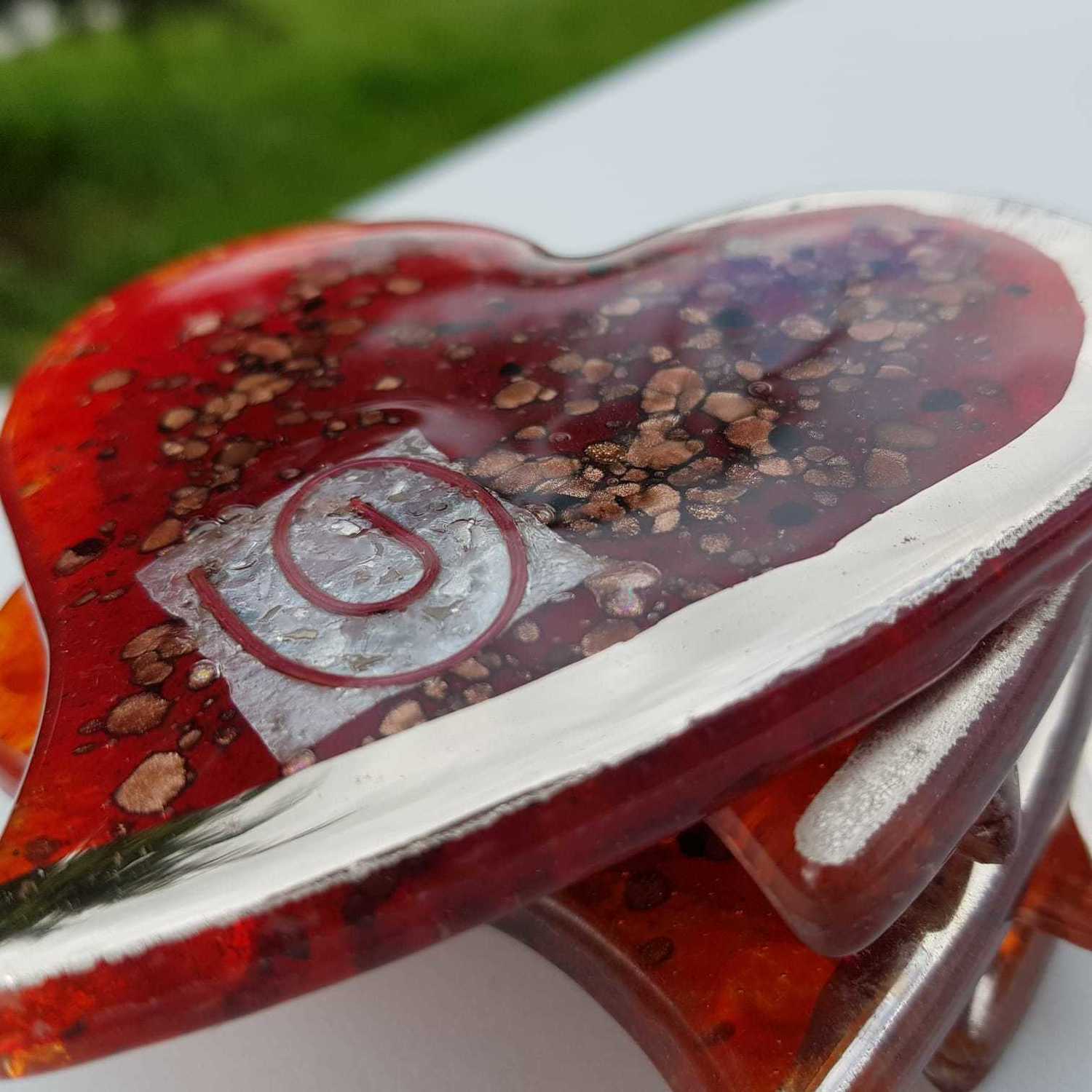Red / Platinum Heart Coaster