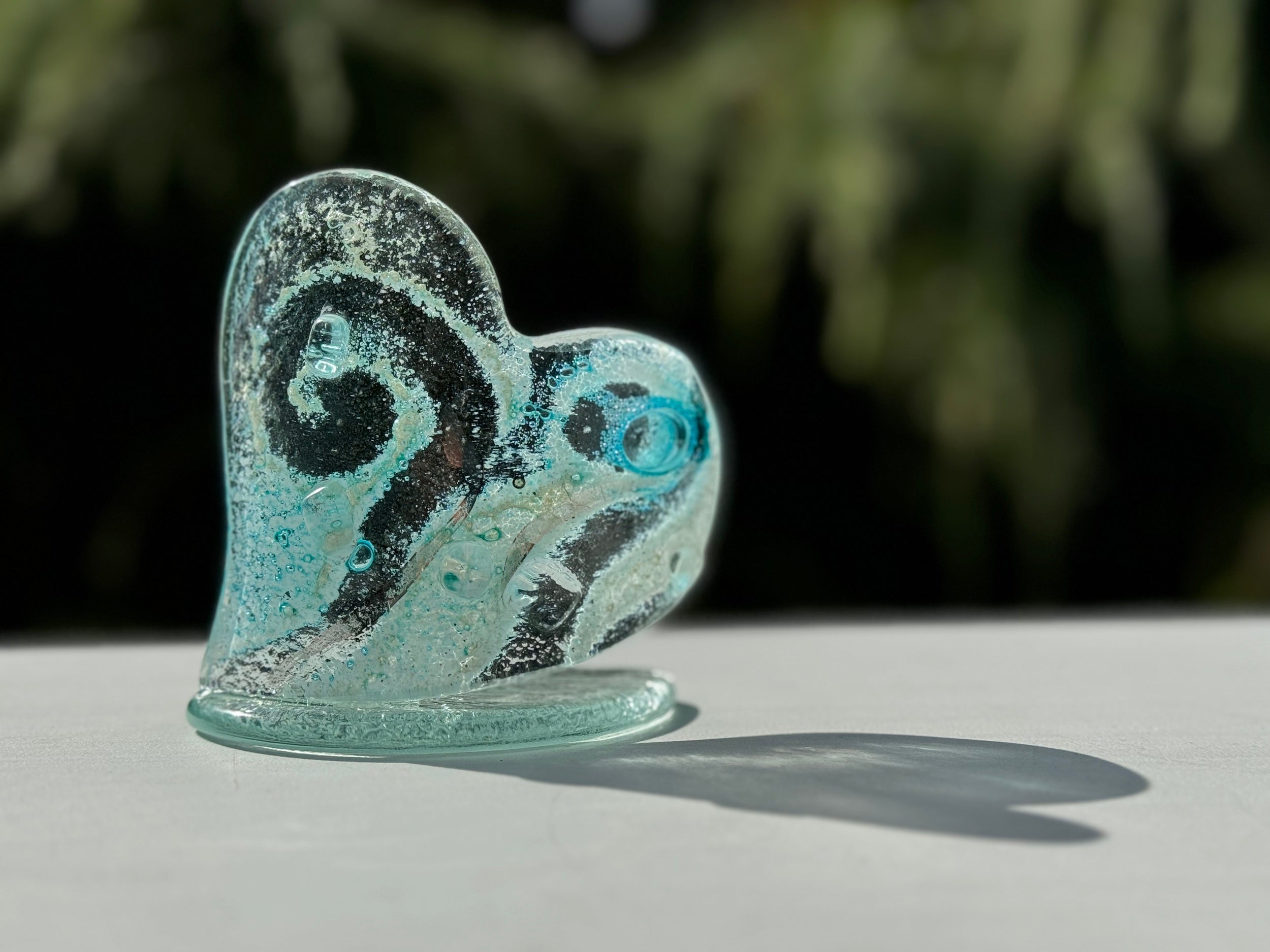 Crystal Aqua Heart Tealight Dish