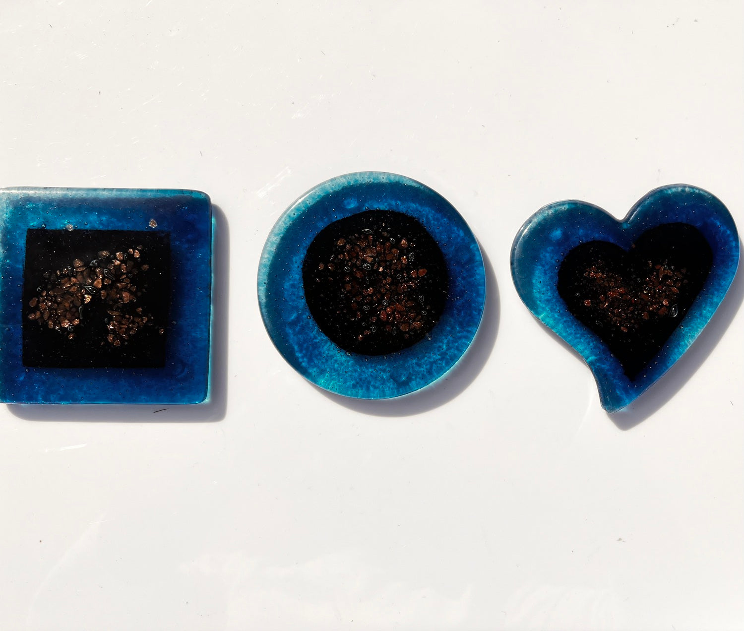 Fedra Blue Glass Coasters (Heart)