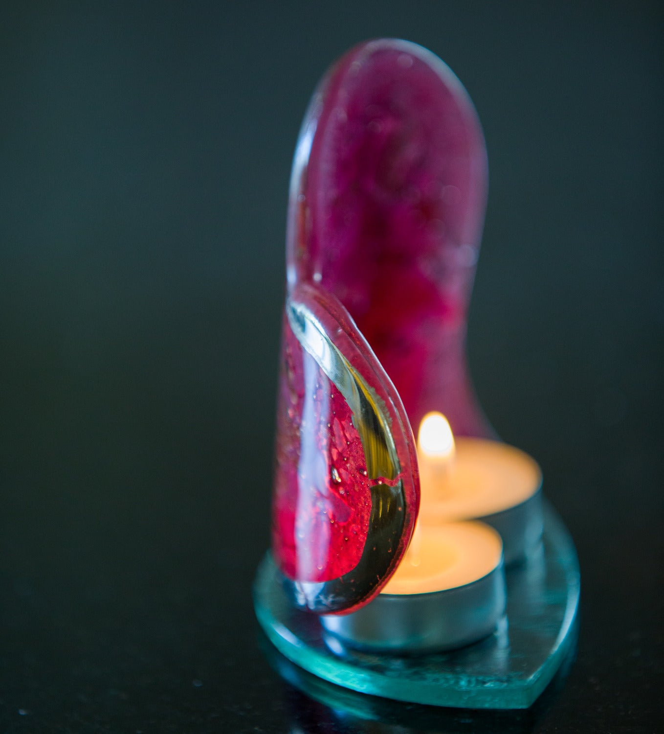 Rose & Platinum Heart Shaped Tealight Holder
