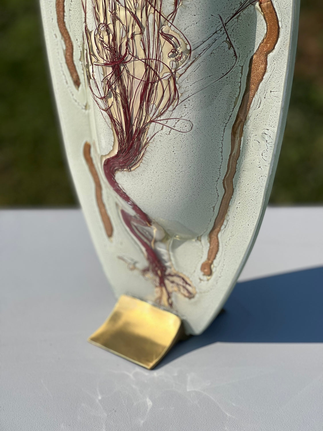 Iced White - (Autumn Tree) Oval Vase