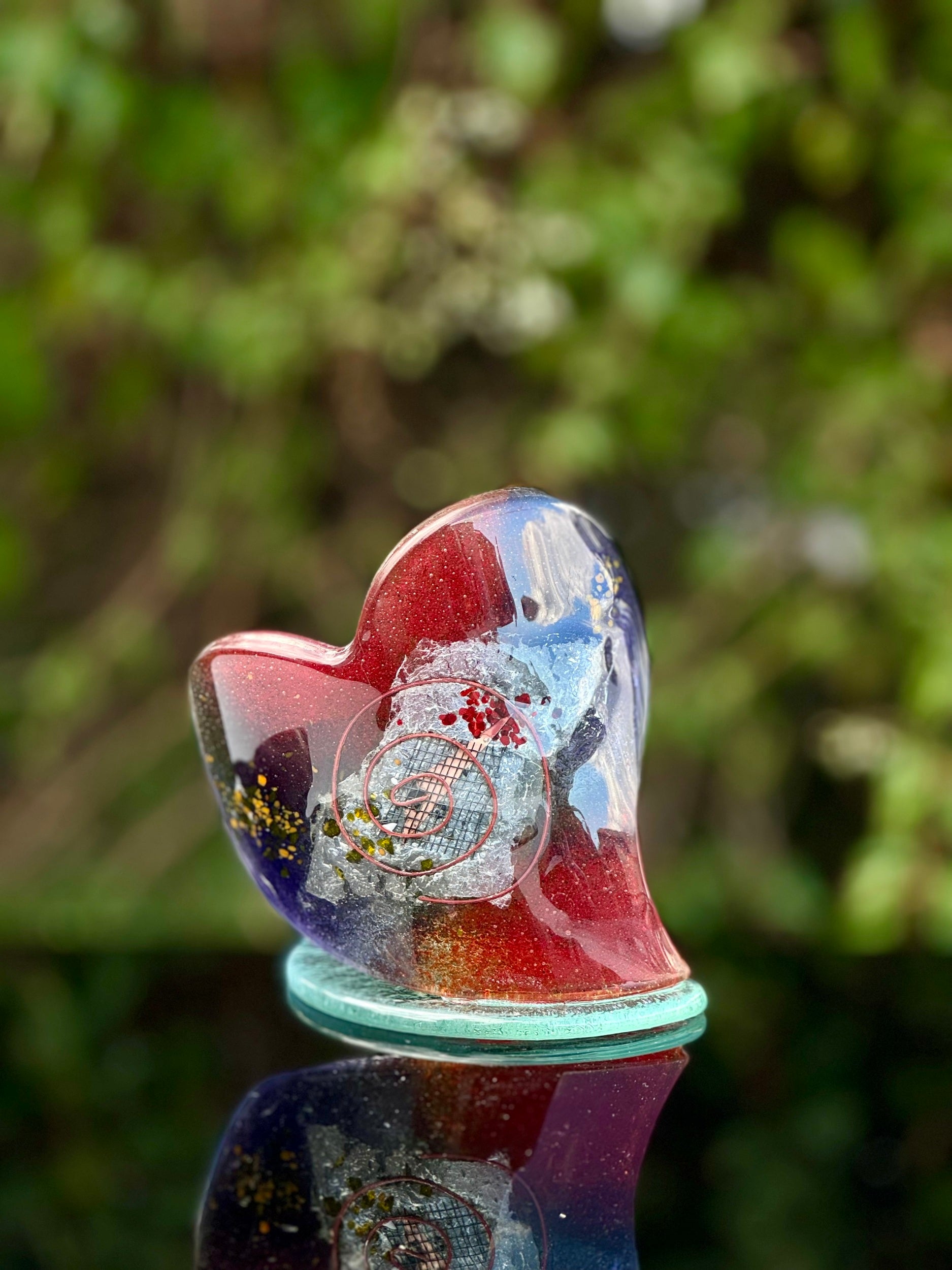 Opera Purple & Red Heart Shaped Tealight Holder