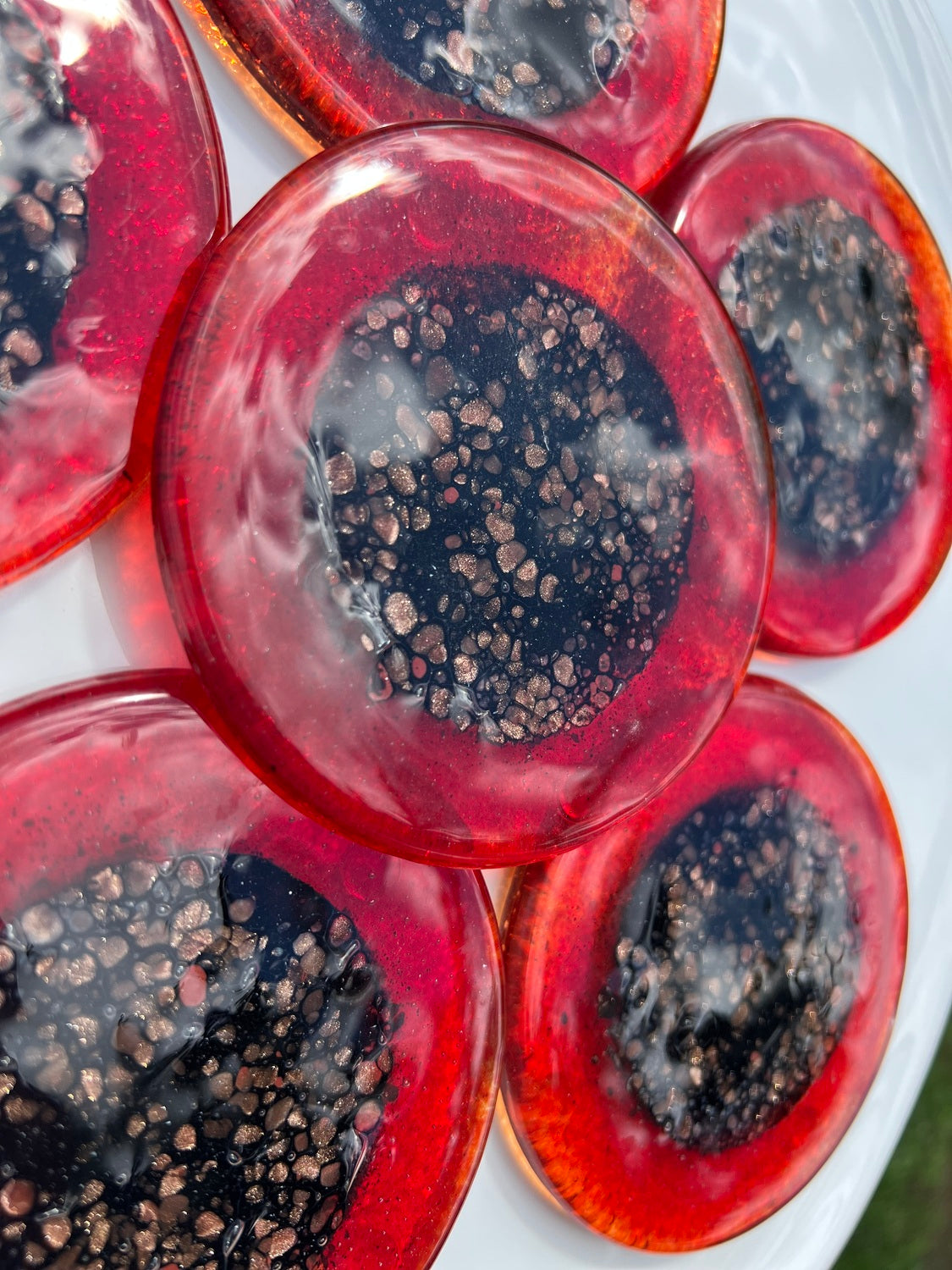 Fedra Red Glass Coasters (Round)