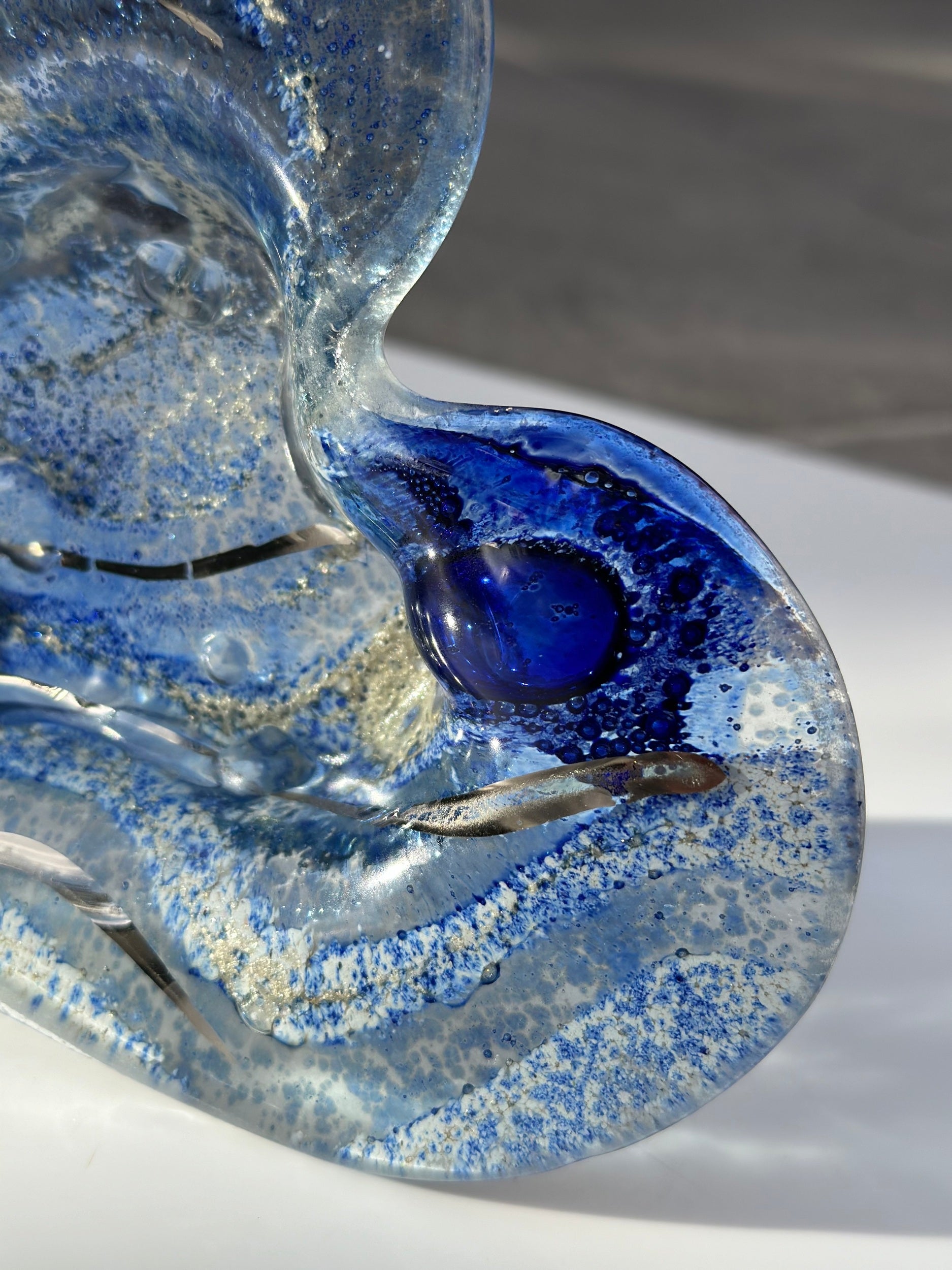 Crystal Blue Heart Tealight Dish