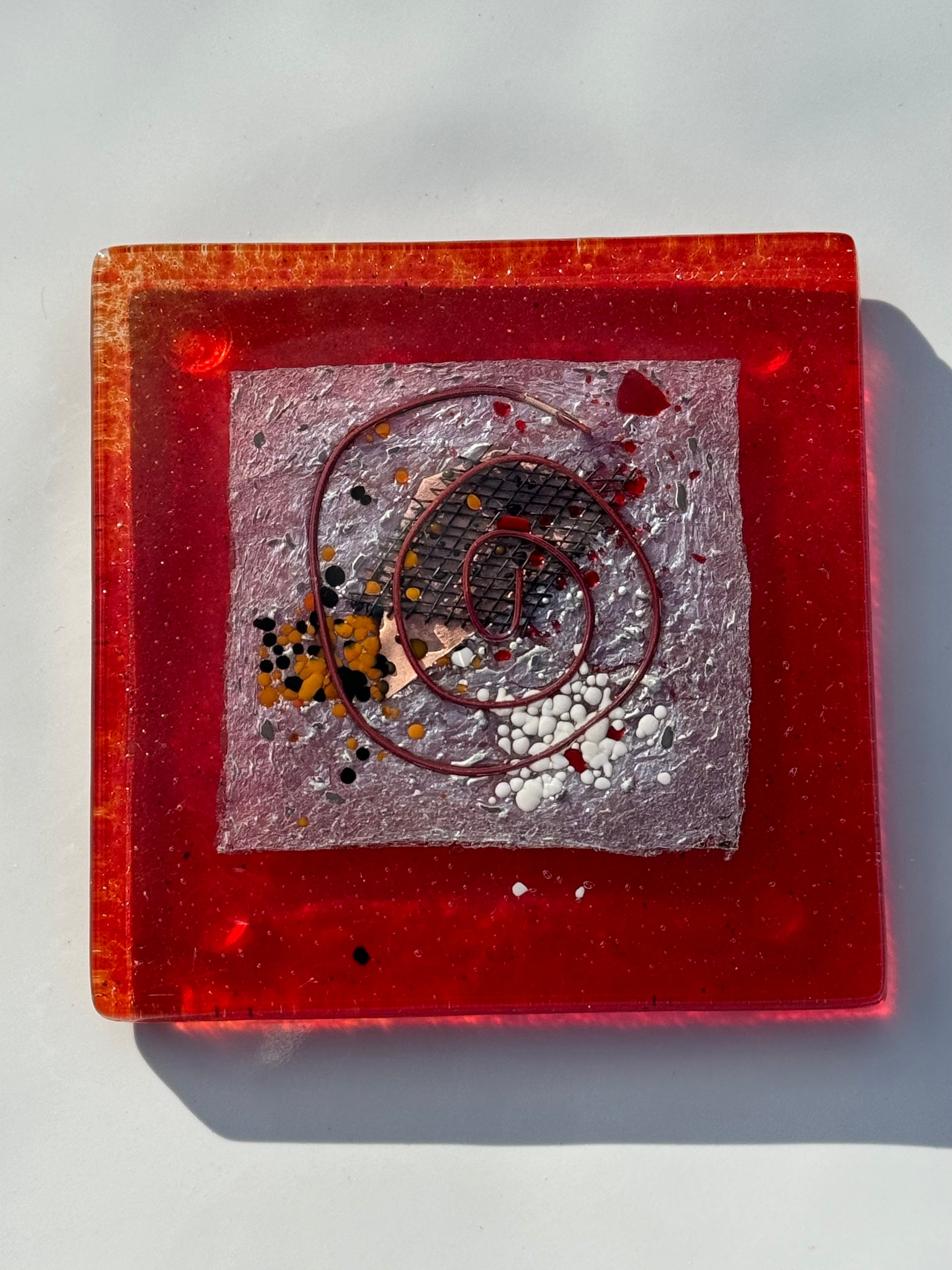 Opera Red Square Glass Coasters